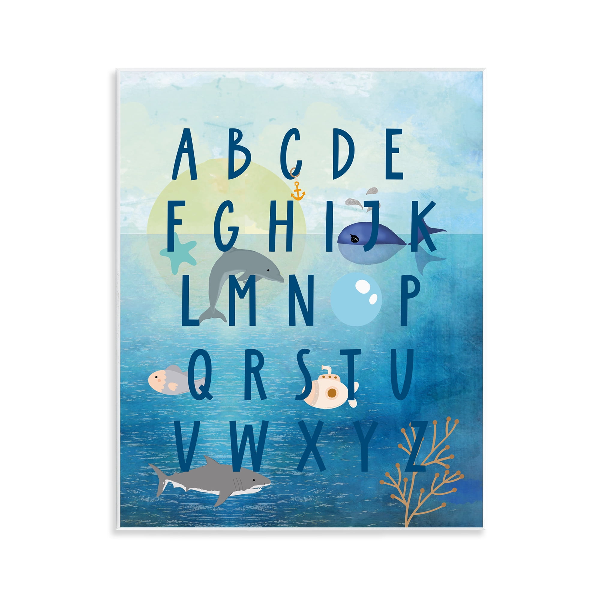 Stupell Industries Sea Creatures Alphabet Animals & Insects Painting Unframed Art Print Wall Art, 11 x 14