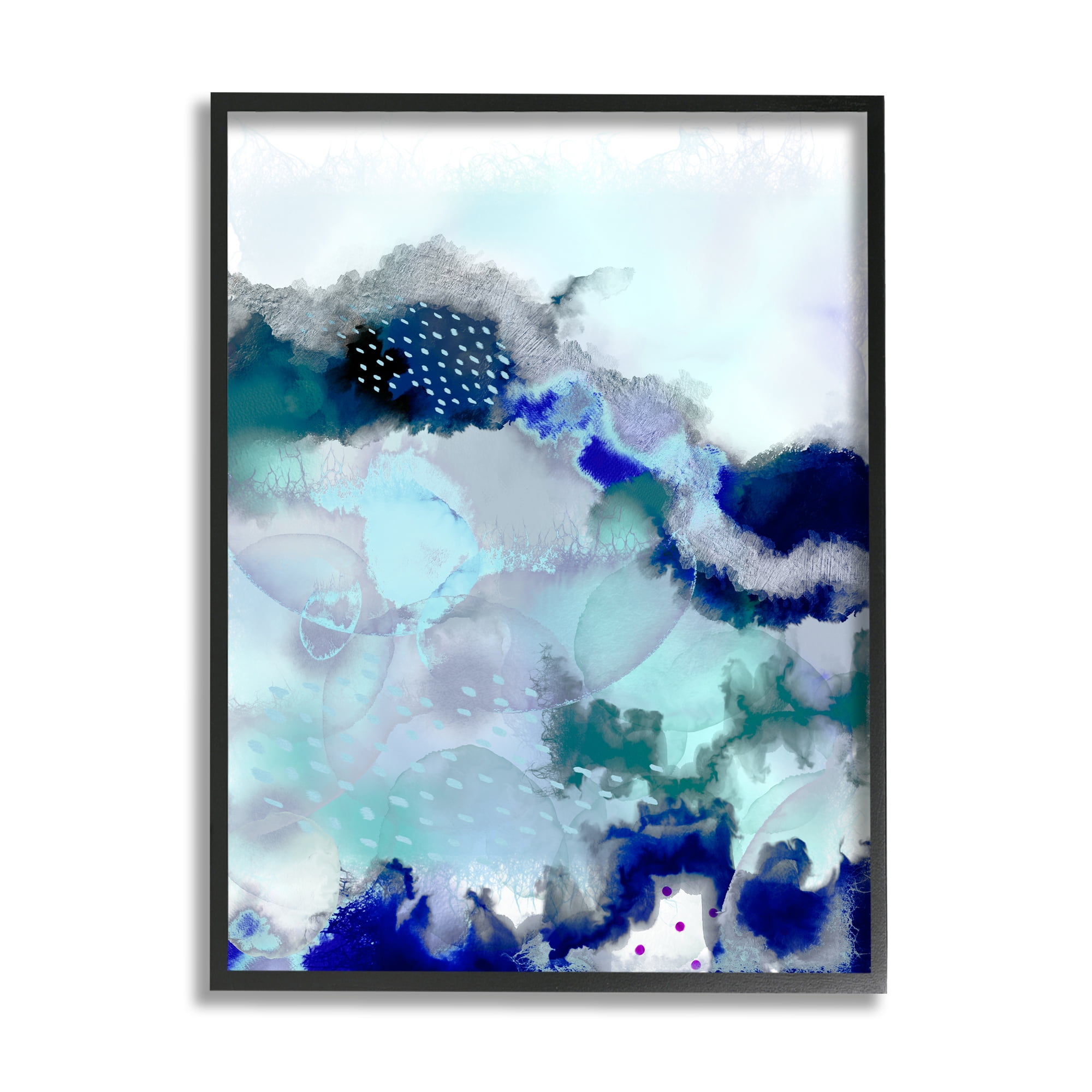 Stupell Industries Sea Floor Water Abstraction Fluid Green Blue Abstract Painting Black Framed Art Print Wall Art, 16 x 20