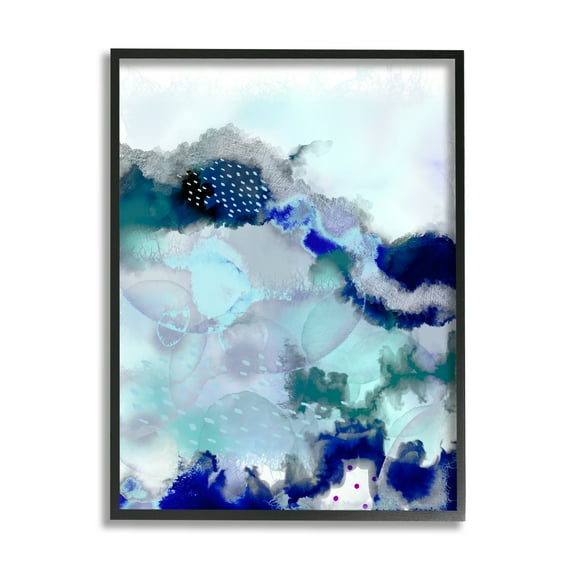 Stupell Industries Sea Floor Water Abstraction Fluid Green Blue Abstract Painting Black Framed Art Print Wall Art, 24 x 30