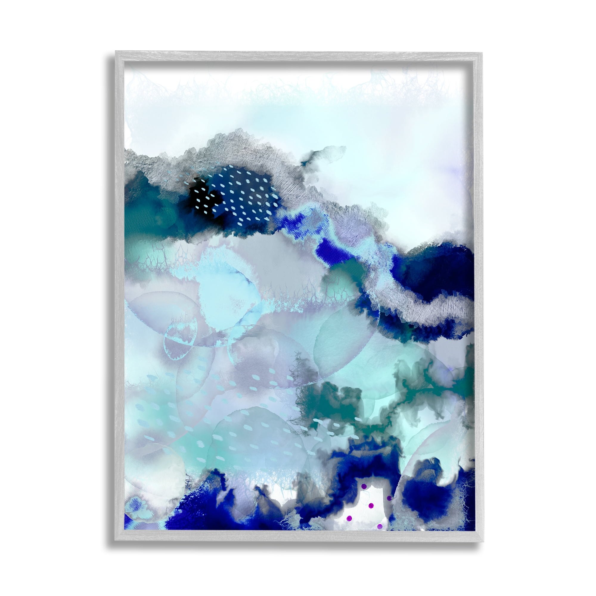 Stupell Industries Sea Floor Water Abstraction Fluid Green Blue Abstract Painting Gray Framed Art Print Wall Art, 11 x 14