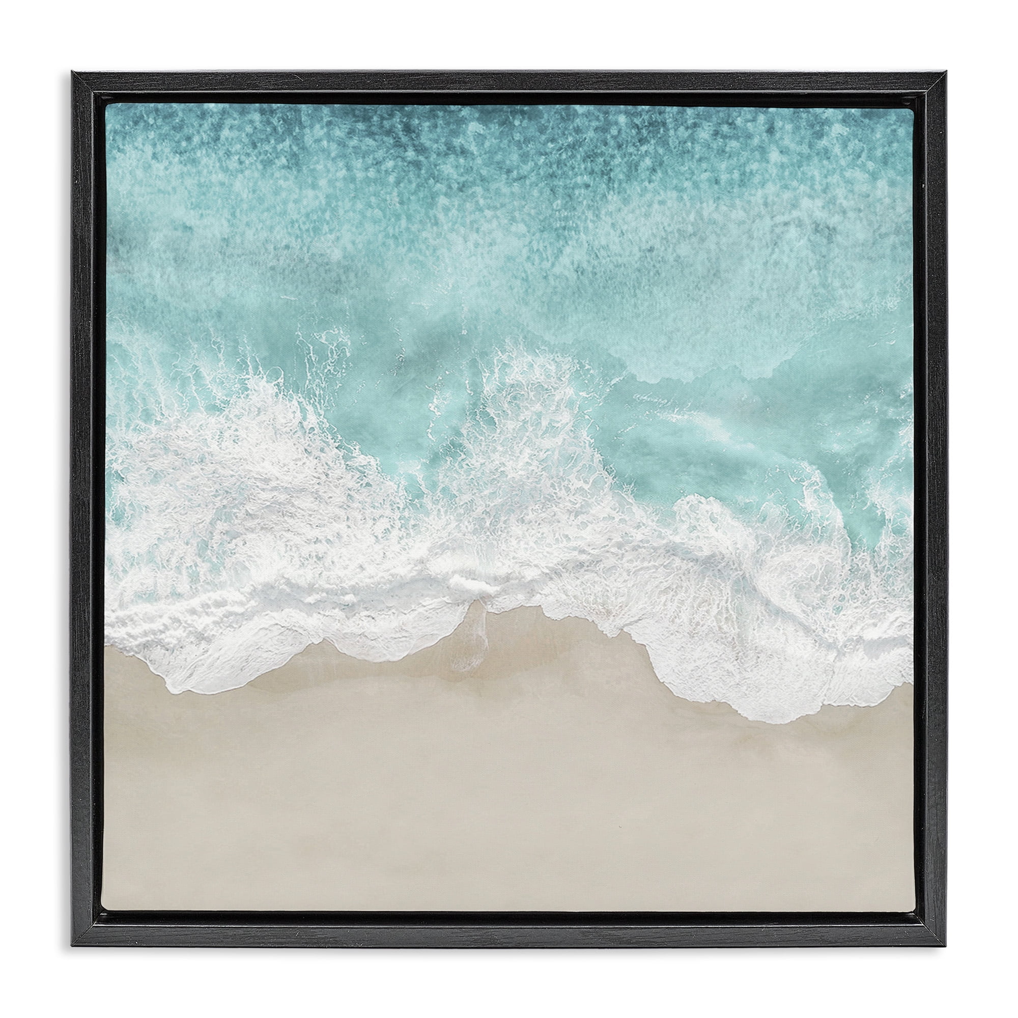 Stupell Industries Sea Foam on Sandy Beach Nature Photography Black Floater Framed Canvas Art Print Wall Art, 25 x 25