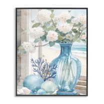 Stupell Industries Sea Glass & Coral Botanical & Floral Painting Black Framed Art Print Wall Art, 11 x 14