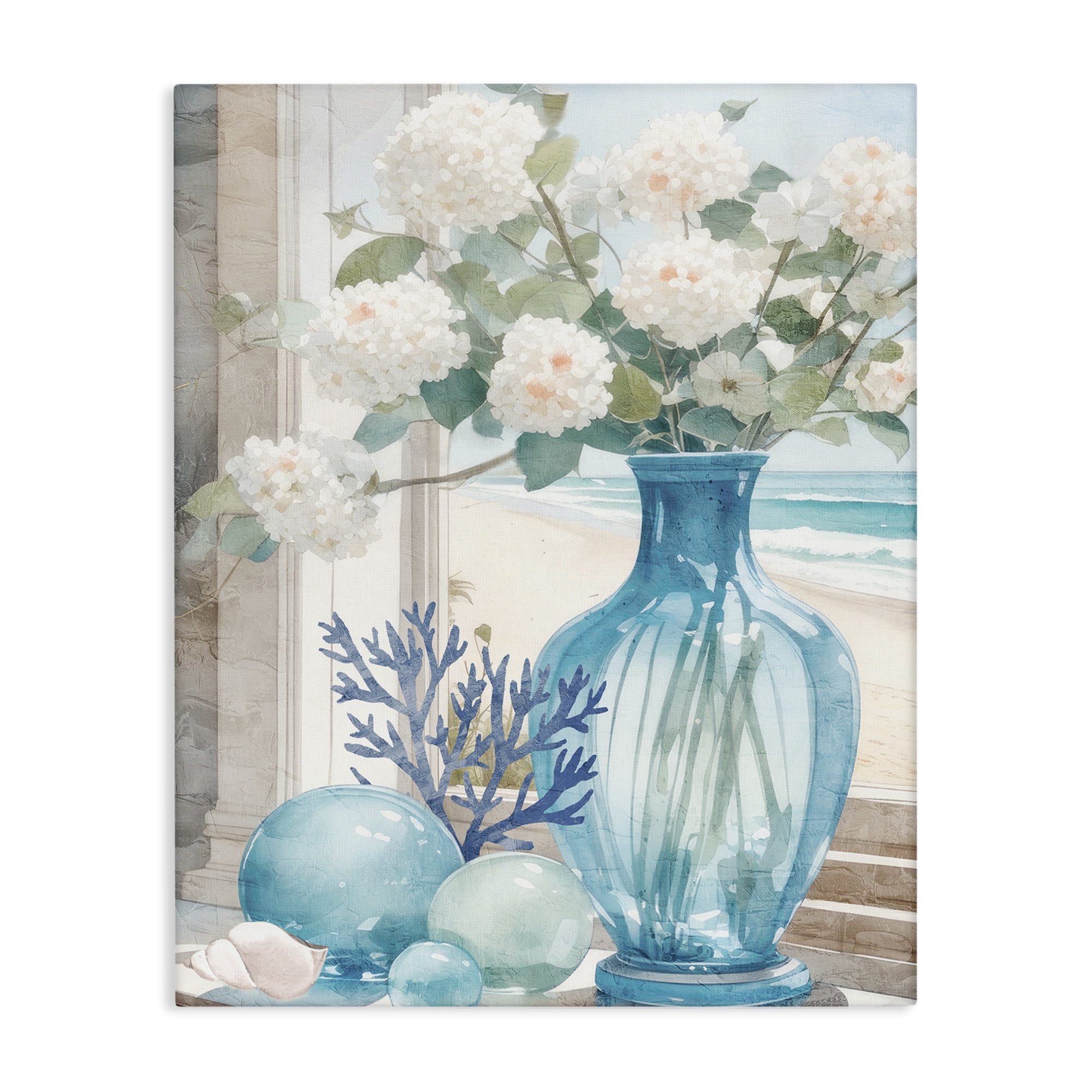 Stupell Industries Sea Glass & Coral Botanical & Floral Painting Gallery Wrapped Canvas Art Print Wall Art, 30 x 40