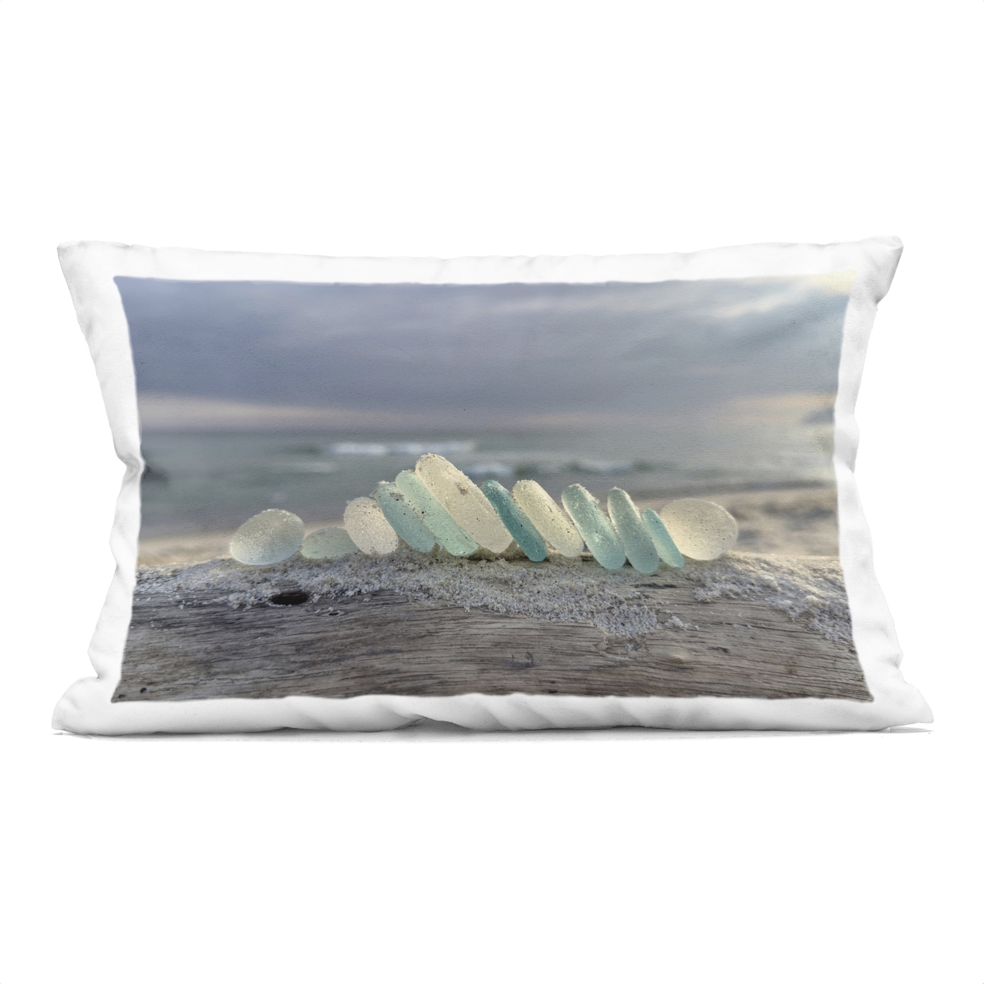 Stupell Industries Sea Glass On Driftwood Decorative Printed Throw Pillow, design by LMarie Allen, 14 x 7 x 20