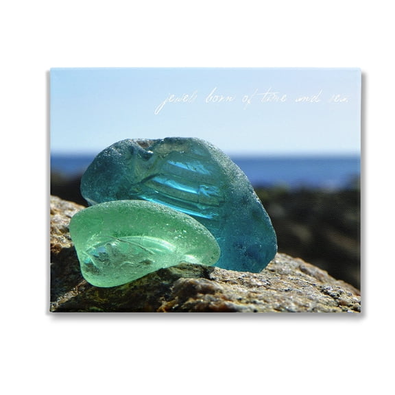 Stupell Industries Sea Glass Photography Phrase Typography Photography Gallery Wrapped Canvas Art Print Wall Art, 20 x 16