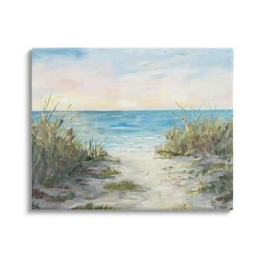Stupell Industries Sea Grass Ocean Path Nature Painting Gallery Wrapped Canvas Print Wall Art, 48 x 36
