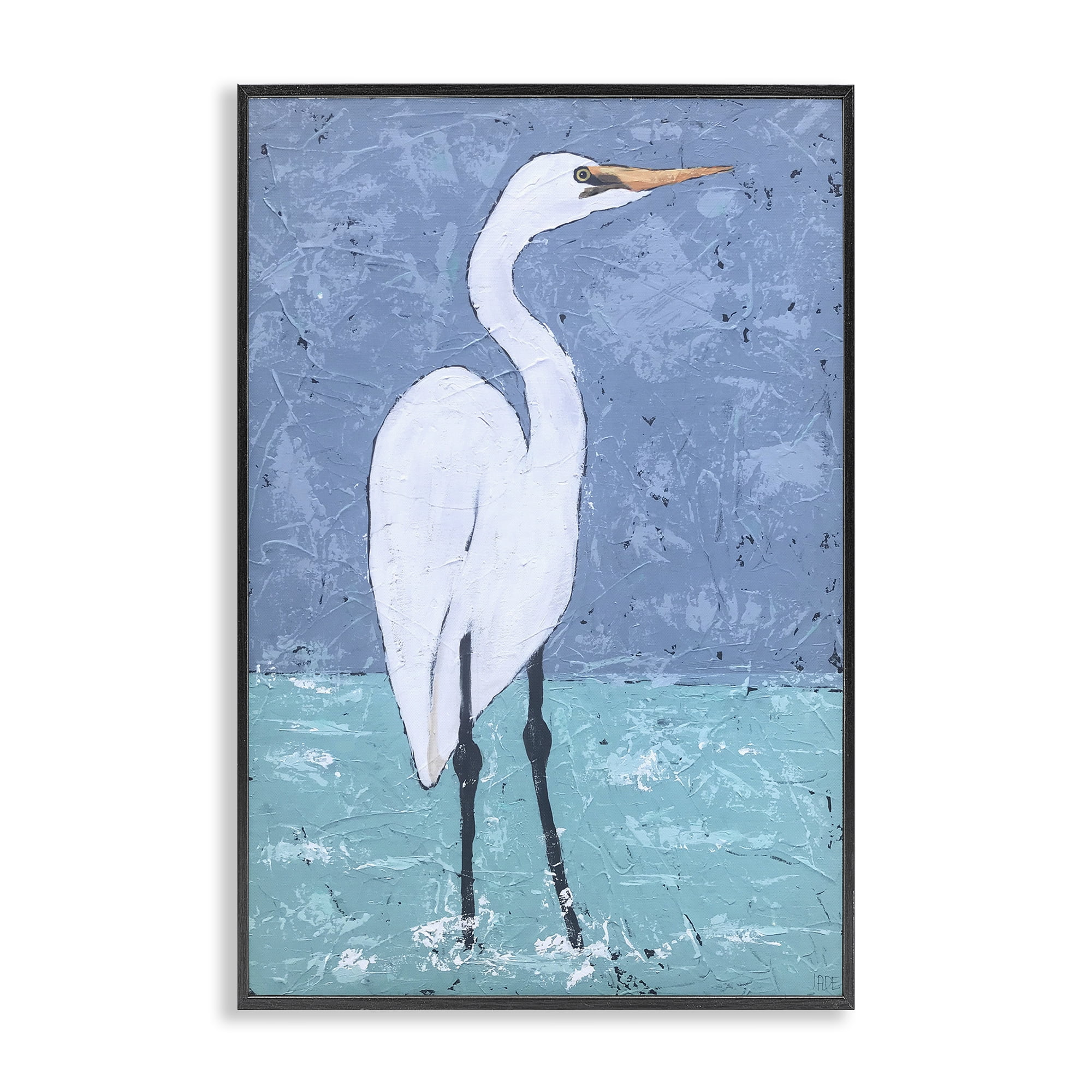 Stupell Industries Sea Heron Standing Animals & Insects Painting Black Framed Art Print Wall Art, 16 x 24