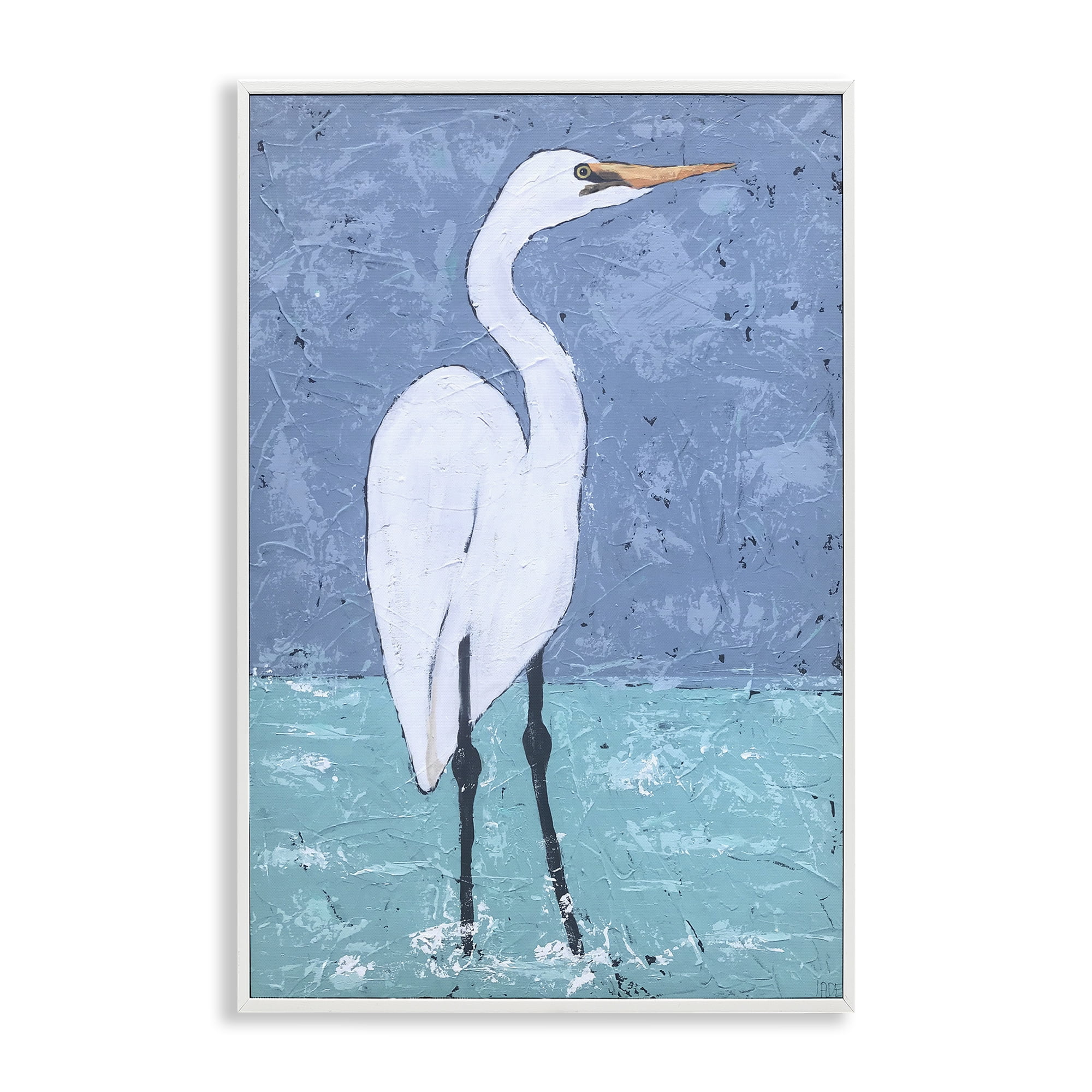Stupell Industries Sea Heron Standing Animals & Insects Painting White Framed Art Print Wall Art, 12 x 18