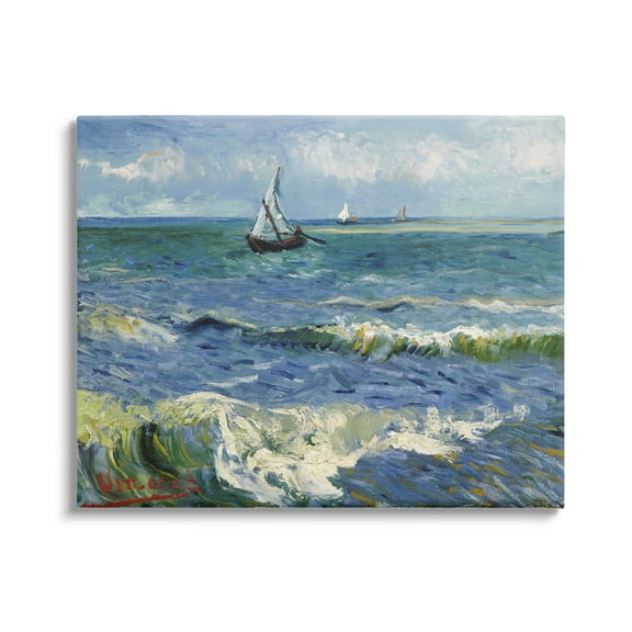 Stupell Industries The Sea at Les Saintes-Maries-de-la-Mer Vincent van Gogh Painting Painting Gallery Wrapped Canvas Print Wall Art, Design by one1000paintings