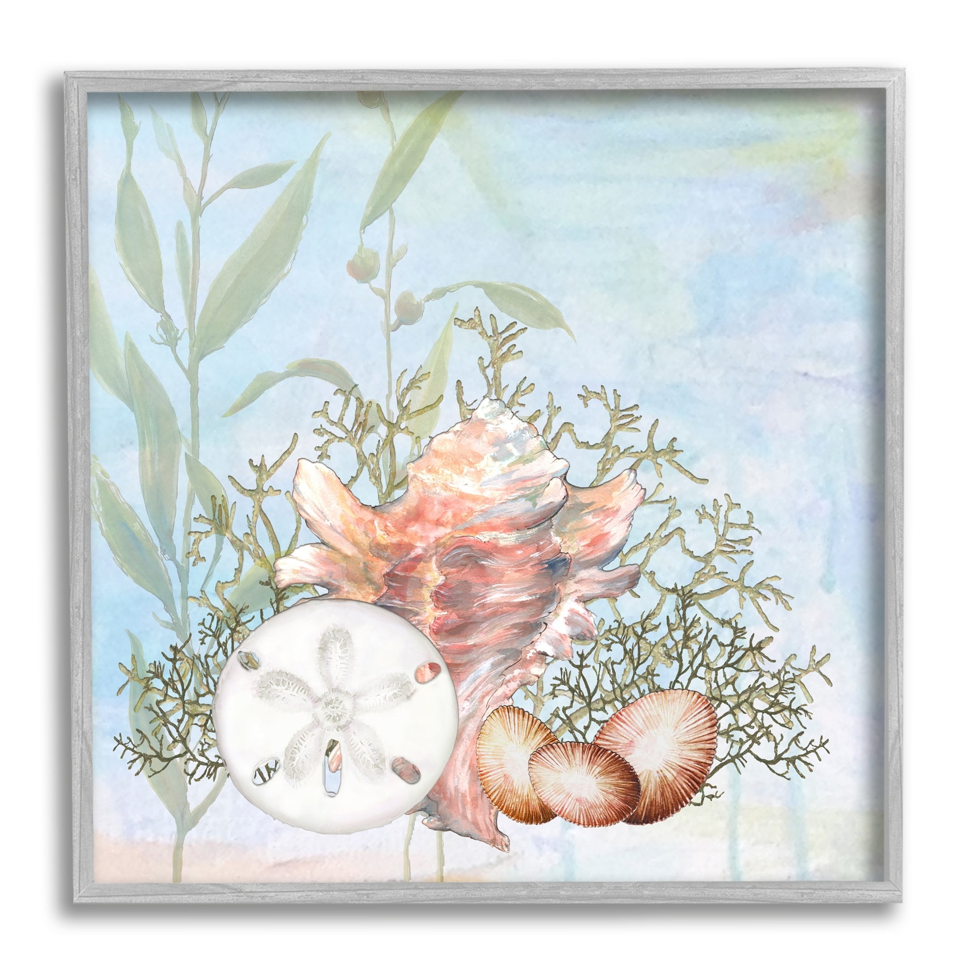 Stupell Industries Sea Life Coral Seashells Botanicals Underwater Ocean Framed Wall Art, 24 x 24, Design by Diannart