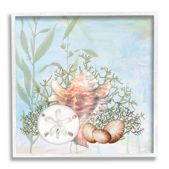 Stupell Industries Sea Life Coral Seashells Botanicals Underwater Ocean Framed Wall Art, 24 x 24, Design by Diannart