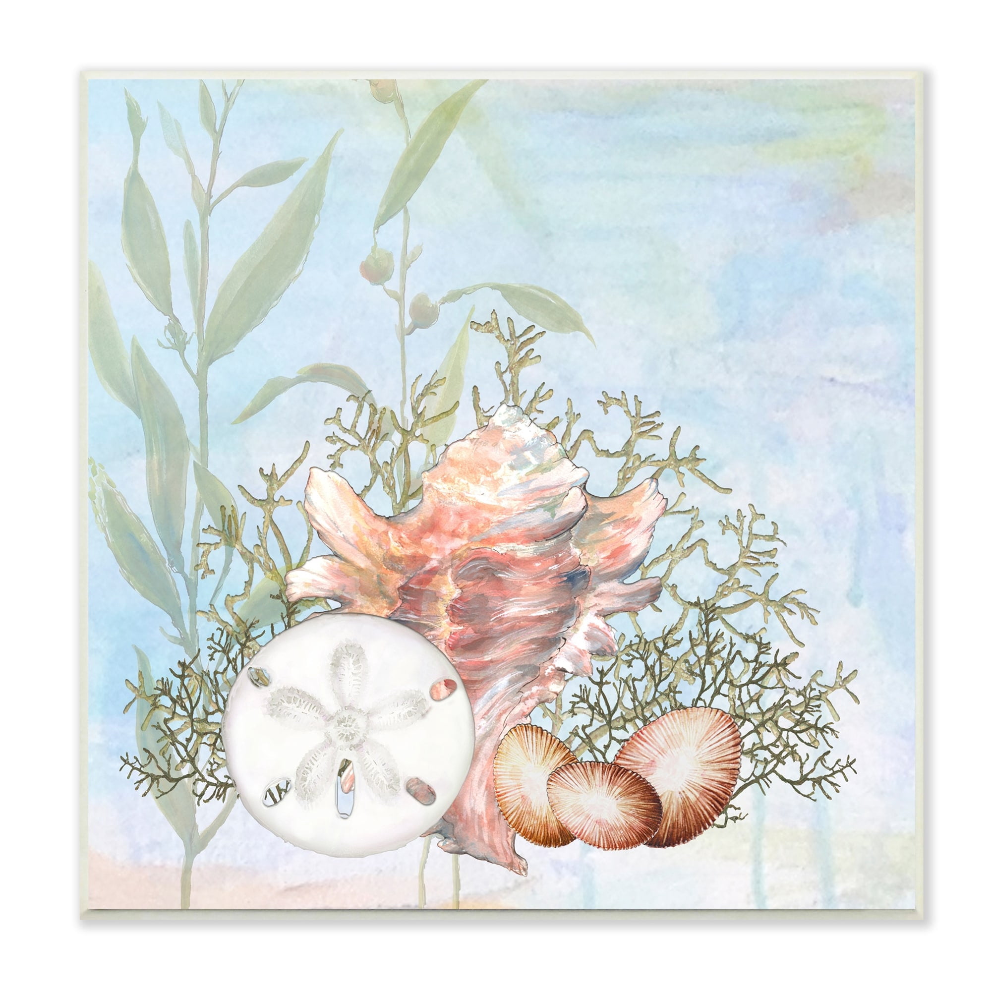 Stupell Industries Sea Life Coral Seashells Botanicals Underwater Ocean Wood Wall Art, 12 x 12, Design by Diannart