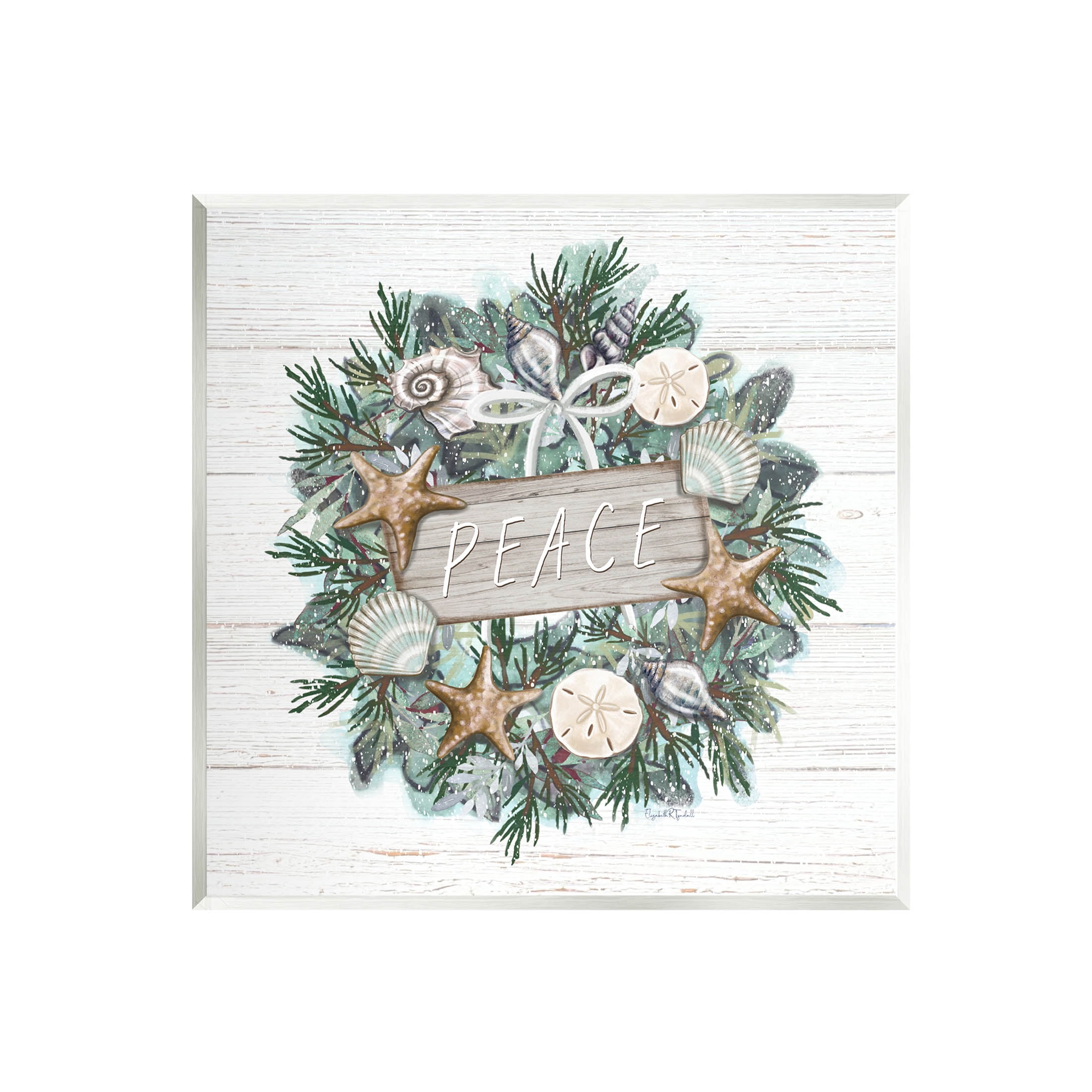 Stupell Industries Sea Life Holiday Peace Wreath Graphic Art Unframed Art Print Wall Art, Design by Elizabeth Tyndall