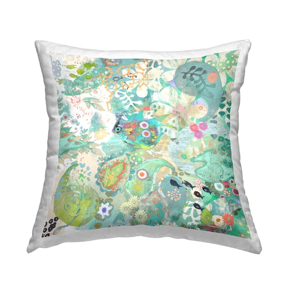 Stupell Industries Sea Life Paisley Turquoise Collage Printed Throw Pillow Design by Evelia Designs