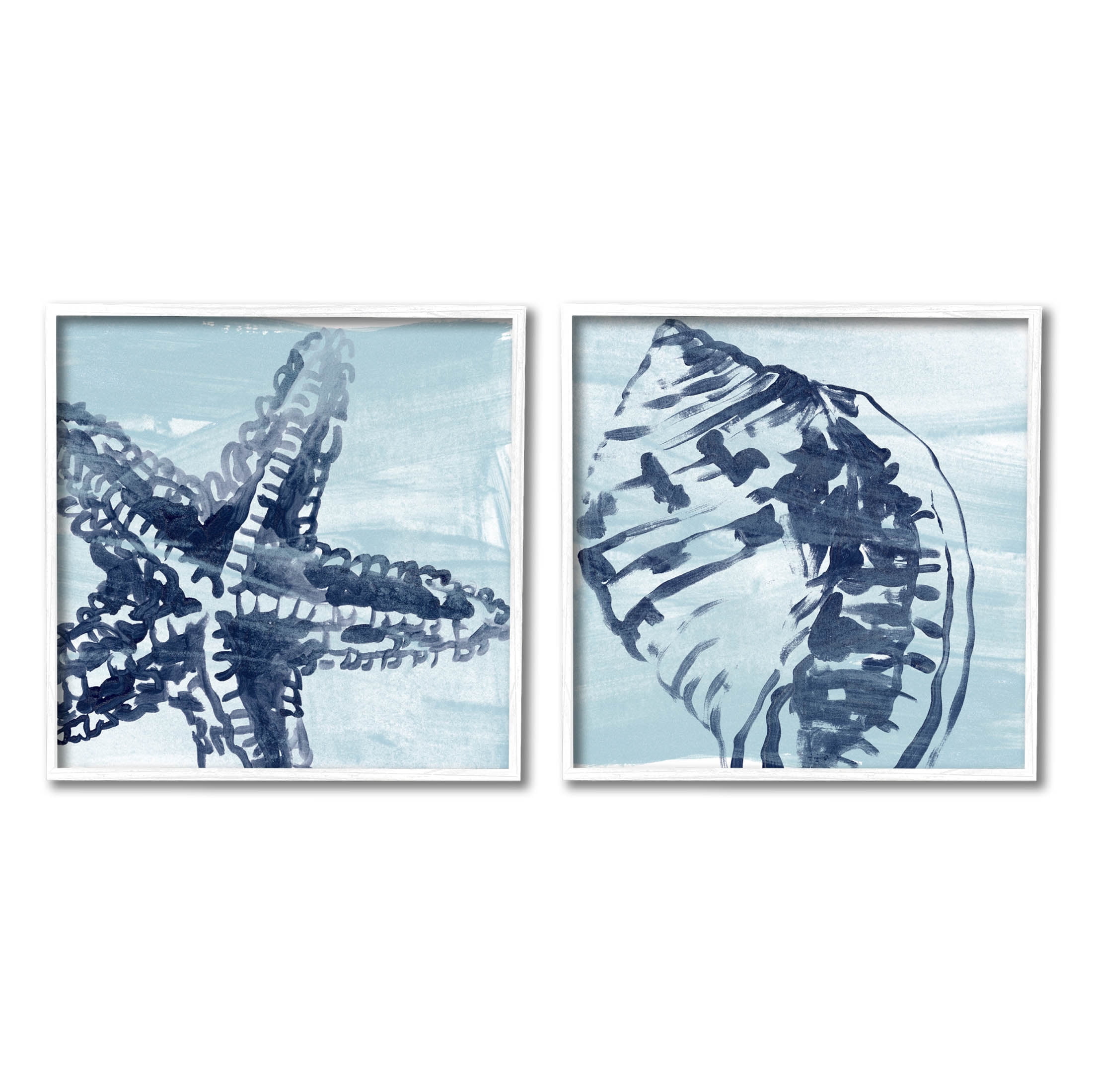 Stupell Industries Sea Life Starfish Arrangement Graphic Art White Framed Art Print Wall Art, Set of 2, Design by June Erica Vess
