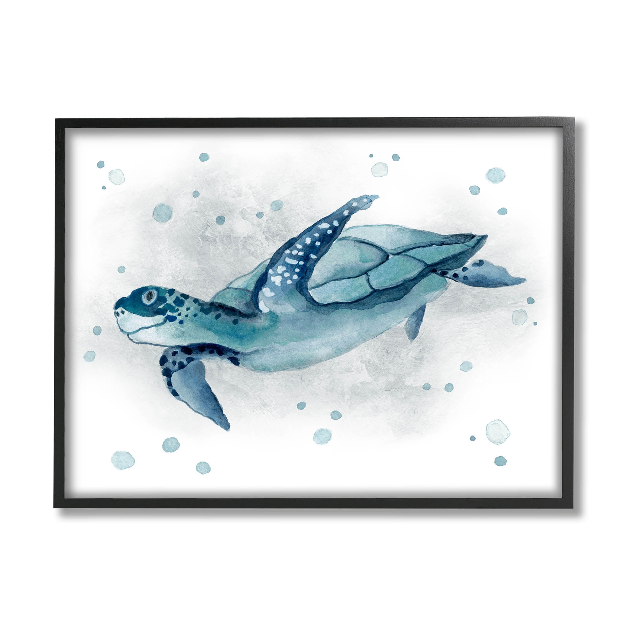 Stupell Industries Sea Life Tortoise Splash Graphic Art Black Framed Art Print Wall Art, Design by Janet Tava