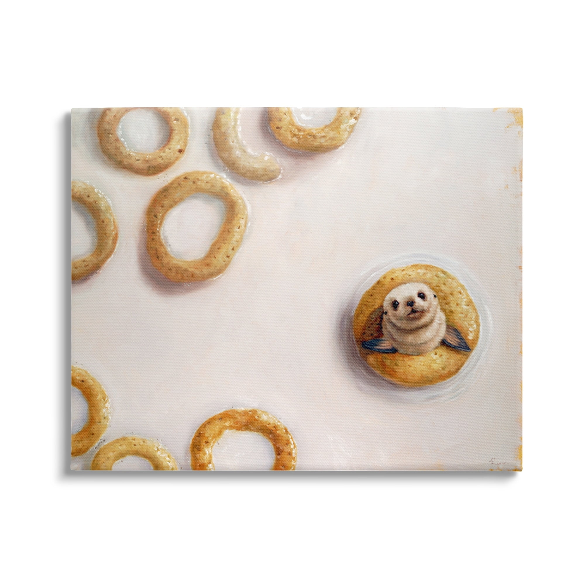 Stupell Industries Sea Lion Seal Swimming Bowl Cereal Milk Canvas Wall Art, 20 x 16, Design by Lucia Heffernan