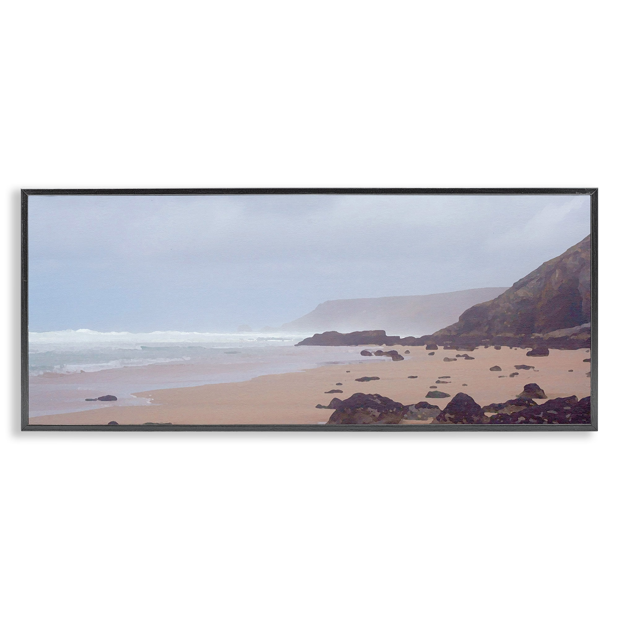 Stupell Industries Sea Mists View Landscape Photography Black Framed Art Print Wall Art, 30 x 13