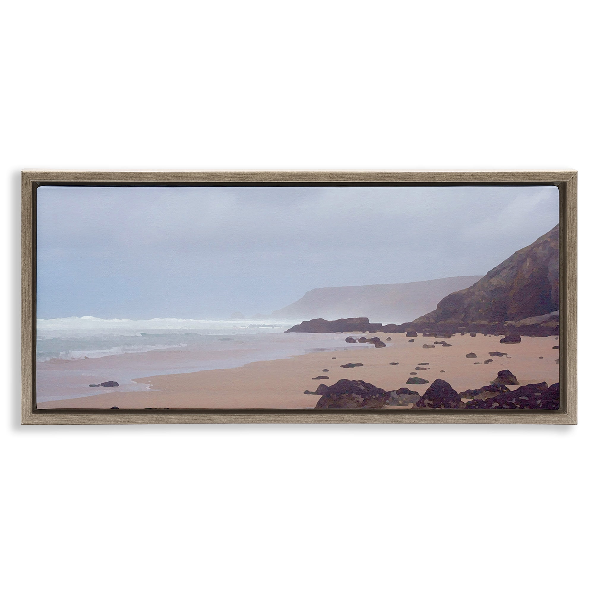 Stupell Industries Sea Mists View Landscape Photography Brown Floater Framed Canvas Art Print Wall Art, 31 x 14