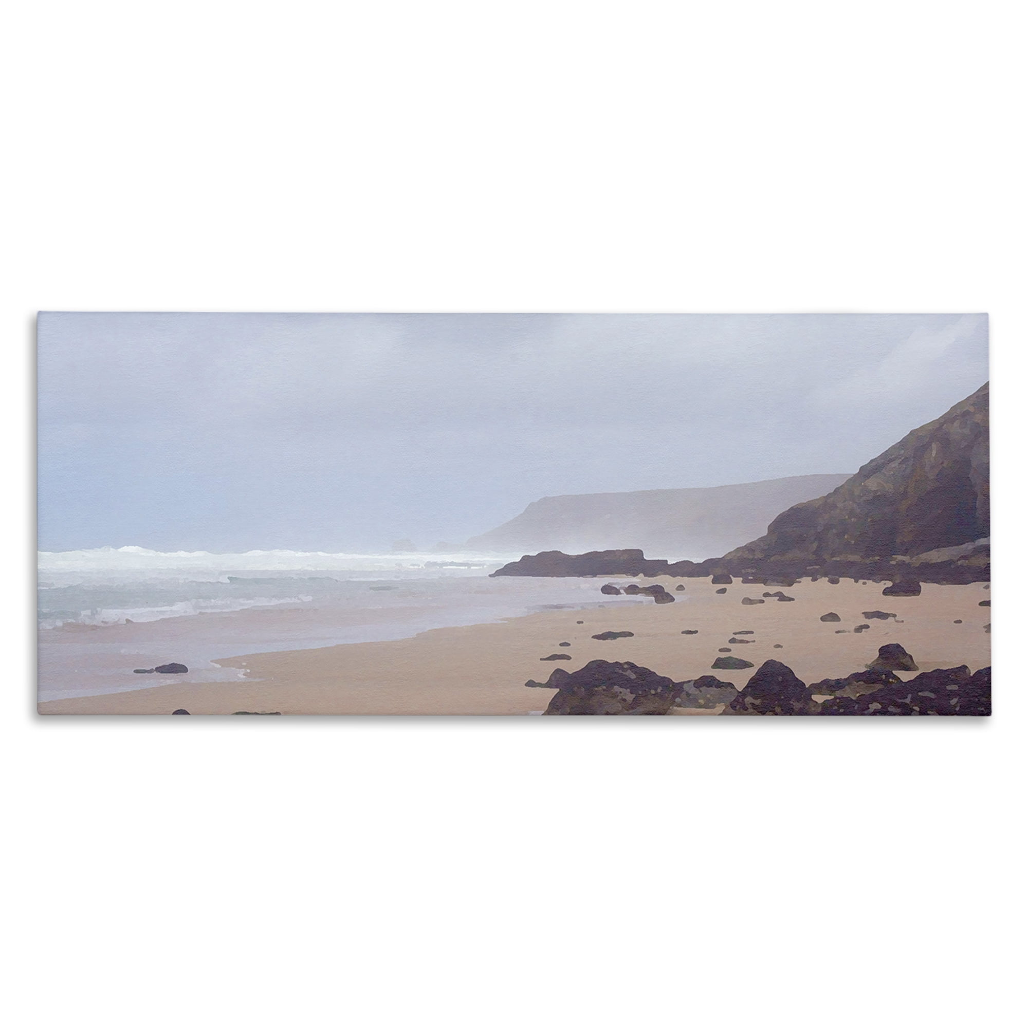 Stupell Industries Sea Mists View Landscape Photography Gallery Wrapped Canvas Art Print Wall Art, 30 x 13