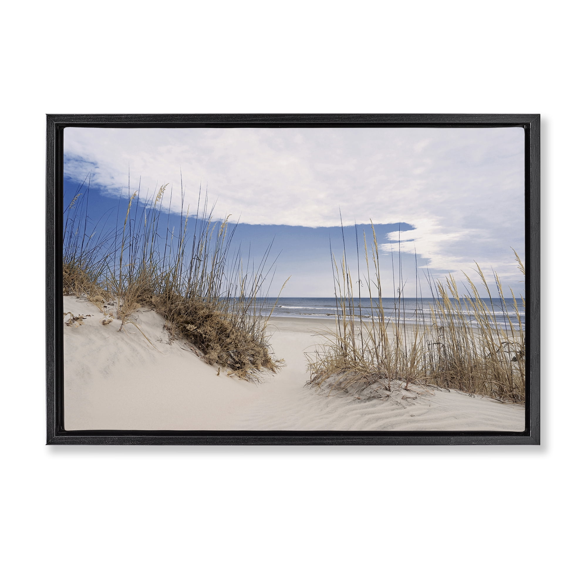 Stupell Industries Sea Oats Along Sandy Dunes Black Framed Floater Canvas Wall Art, design by Natalie Carpentieri