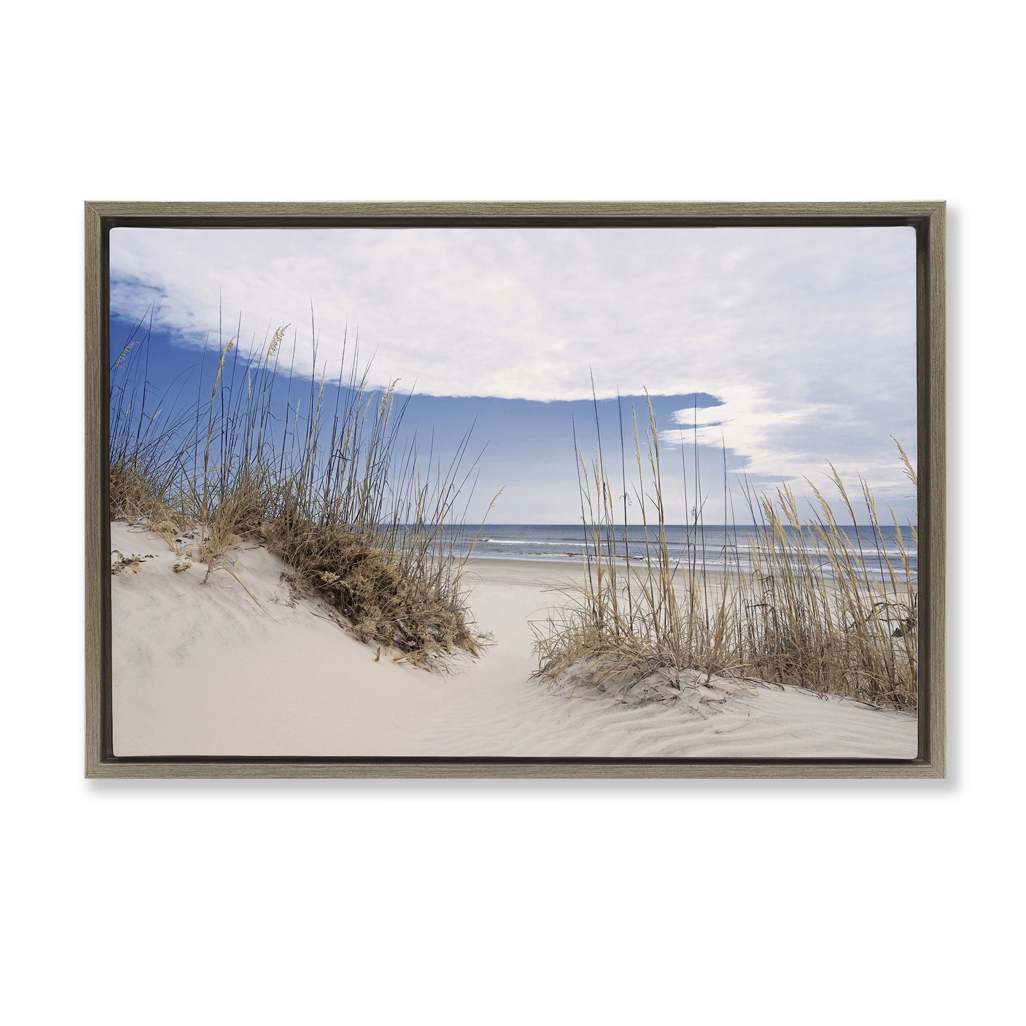 Stupell Industries Sea Oats Along Sandy Dunes Brown Framed Floater Canvas Wall Art, design by Natalie Carpentieri