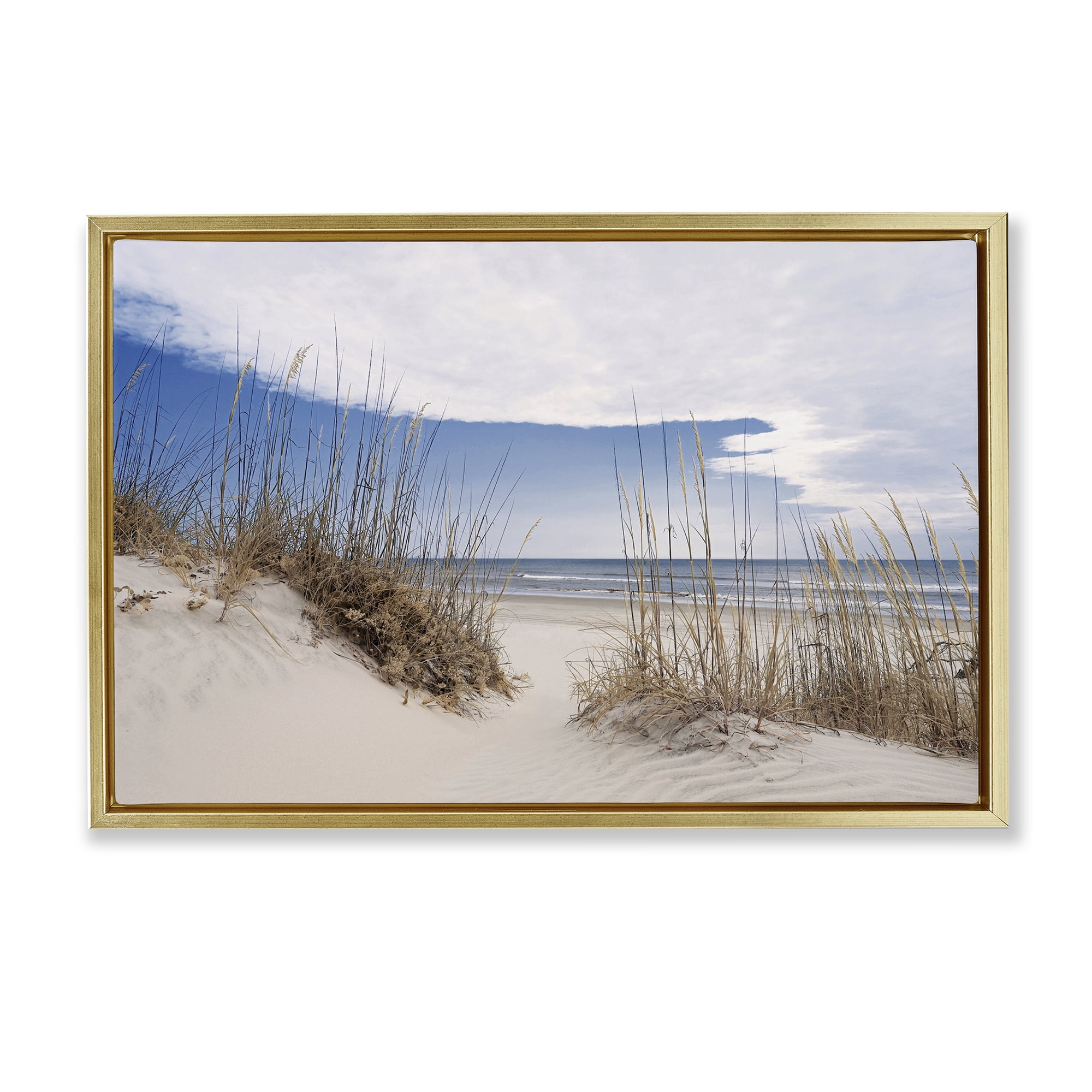 Stupell Industries Sea Oats Along Sandy Dunes Gold Framed Floater Canvas Wall Art, design by Natalie Carpentieri