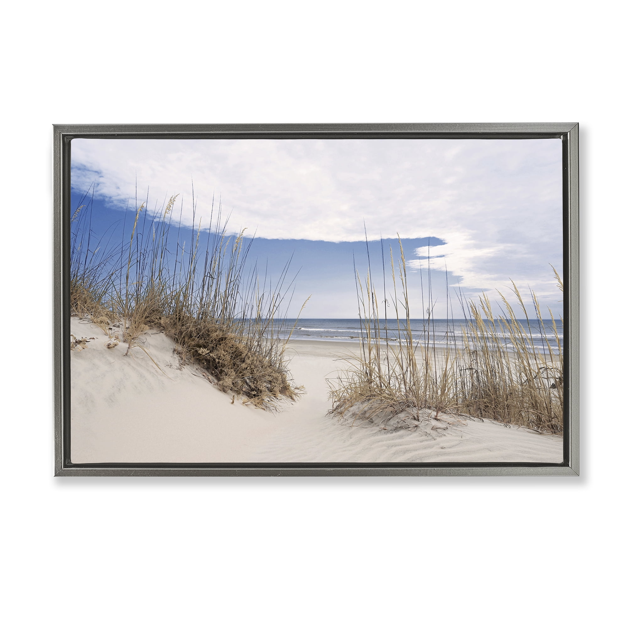 Stupell Industries Sea Oats Along Sandy Dunes Gray Framed Floater Canvas Wall Art, design by Natalie Carpentieri