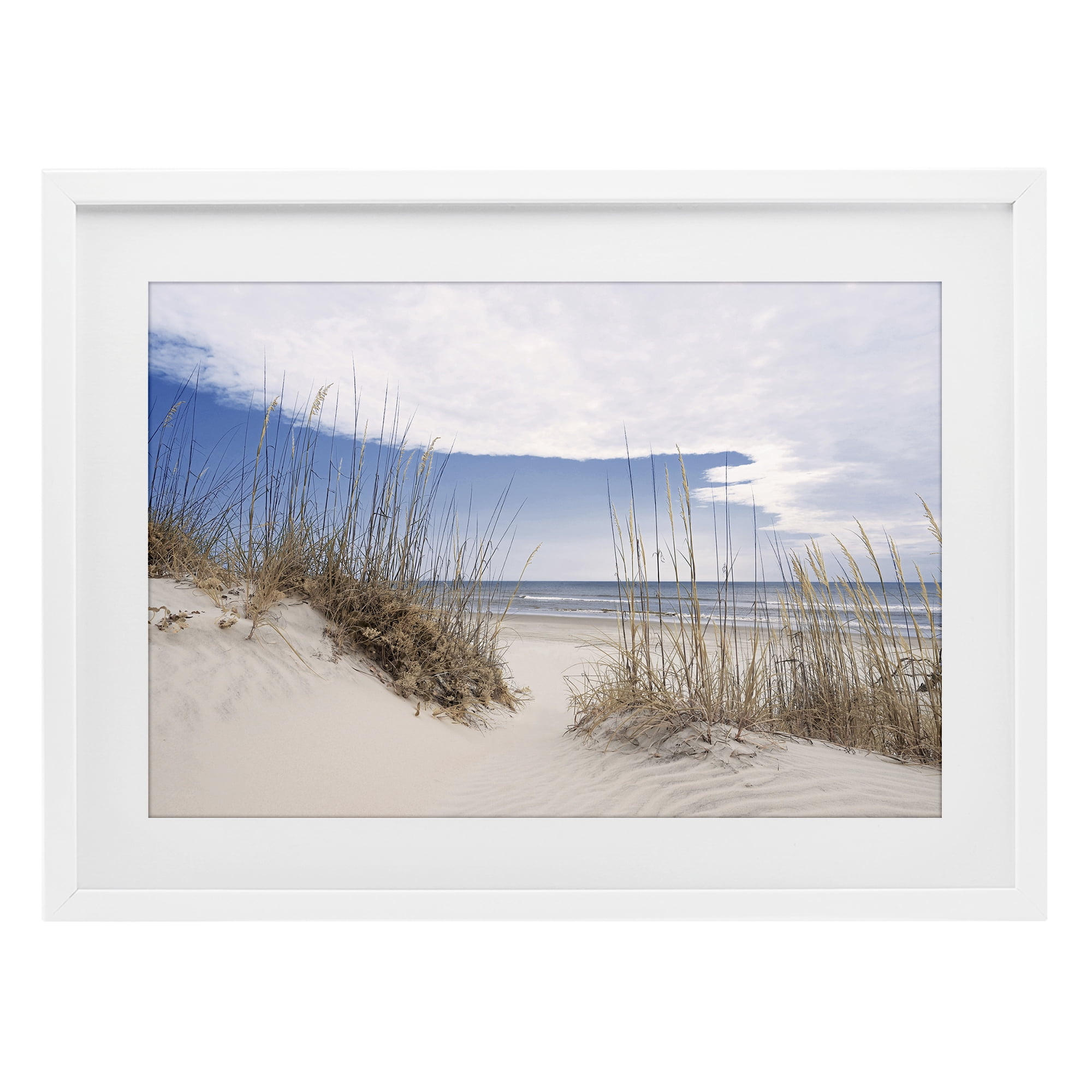 Stupell Industries Sea Oats Along Sandy Dunes White Framed Print Under Glass, design by Natalie Carpentieri