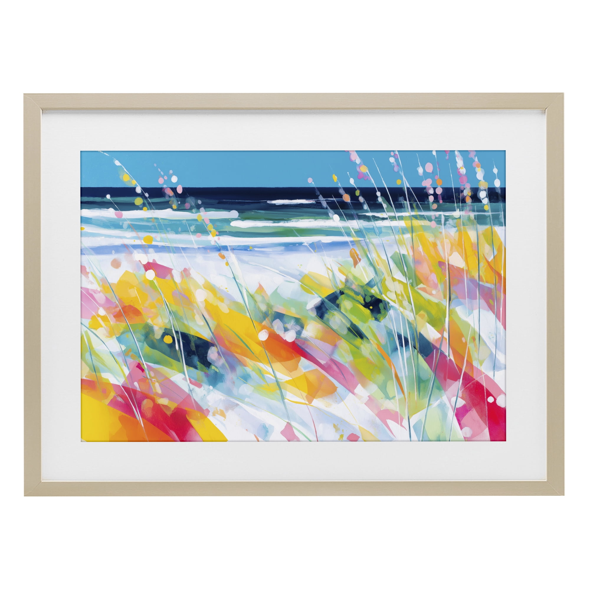 Stupell Industries Sea Oats & Ocean Breeze Abstract Birch Framed Print Under Glass, design by Chromatic Storm Studio