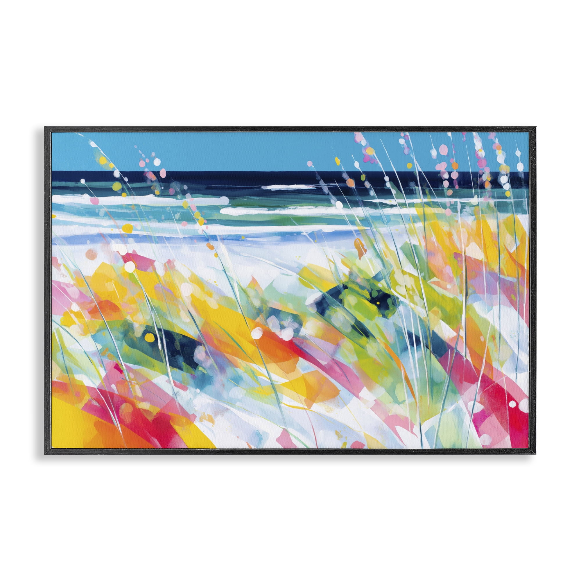 Stupell Industries Sea Oats & Ocean Breeze Abstract Black Framed Giclee Art, design by Chromatic Storm Studio