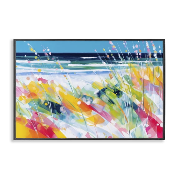 Stupell Industries Contemporary Sea Oats & Ocean Breeze Abstract Black Framed Giclee Art, 18 x 12, by Chromatic Storm Studio