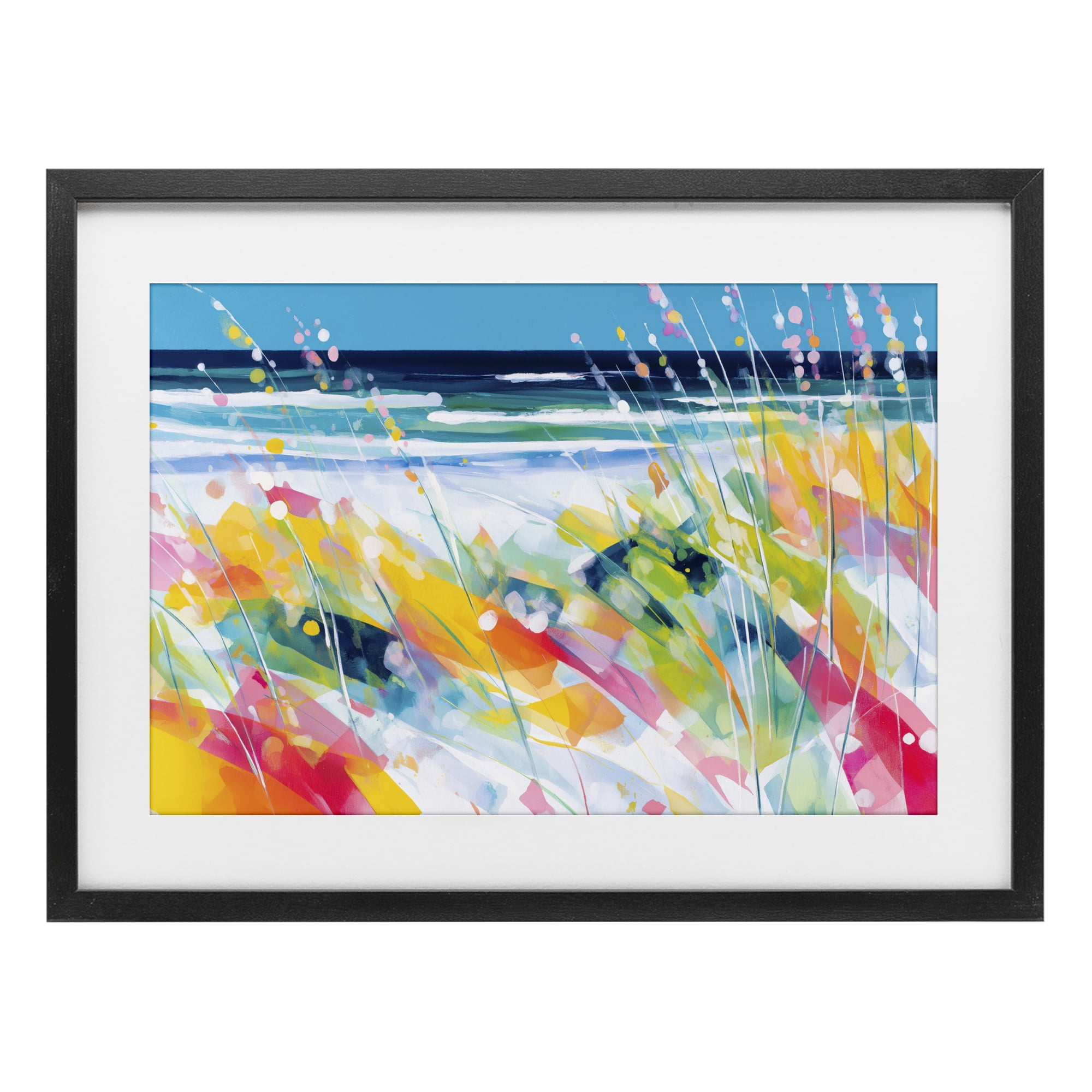 Stupell Industries Sea Oats & Ocean Breeze Abstract Black Framed Print Under Glass, design by Chromatic Storm Studio