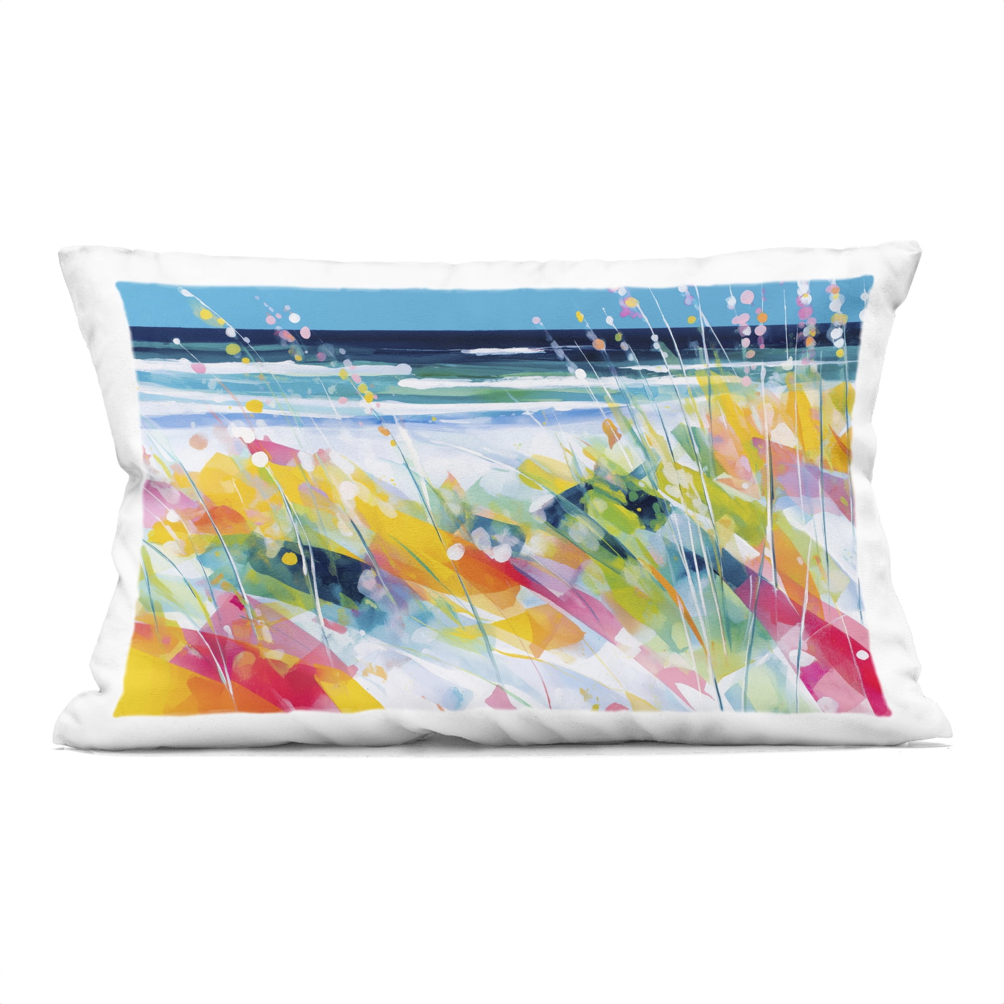 Stupell Industries Sea Oats & Ocean Breeze Abstract Decorative Printed Throw Pillow, design by Chromatic Storm Studio, 14 x 7 x 20