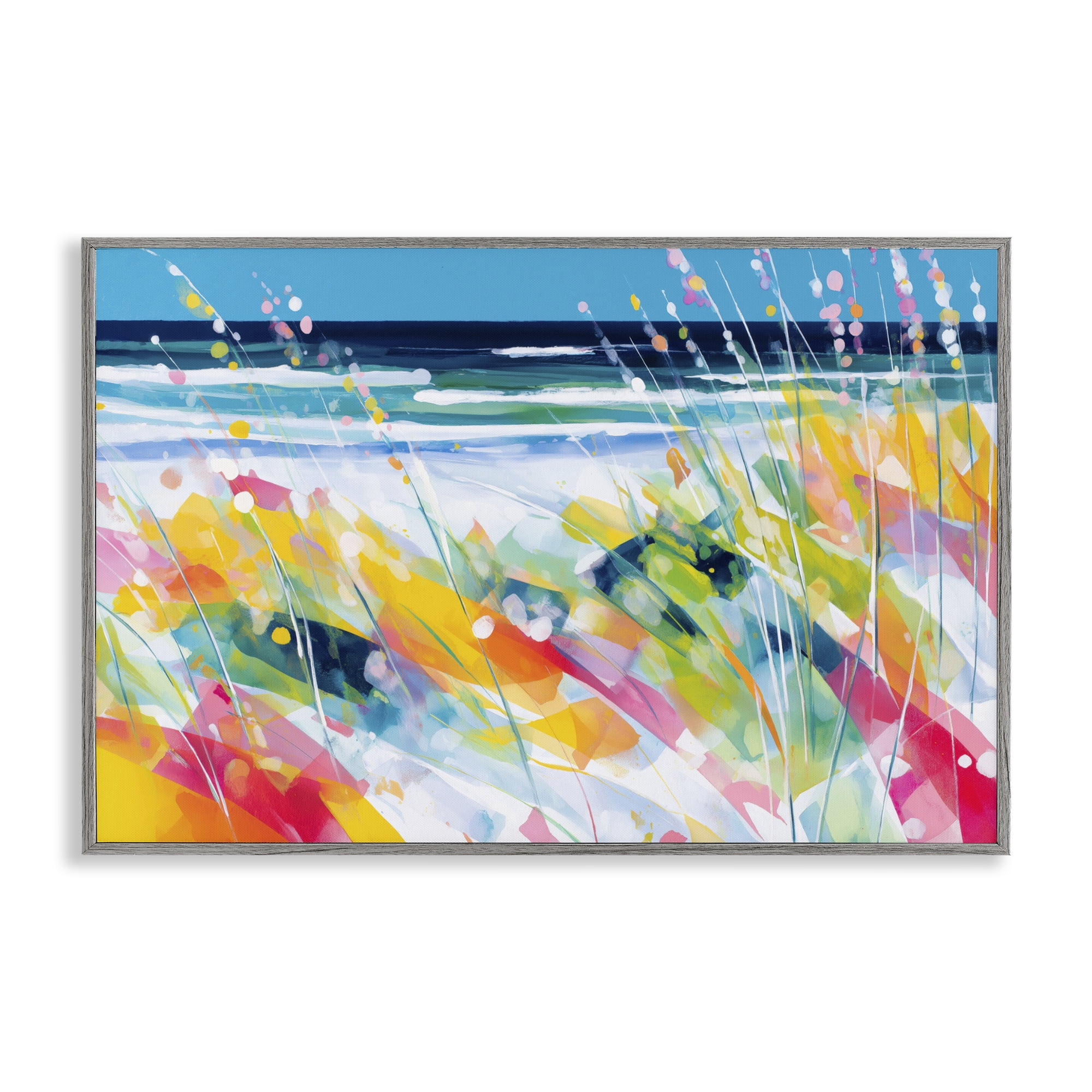 Stupell Industries Sea Oats & Ocean Breeze Abstract Gray Framed Giclee Art, design by Chromatic Storm Studio