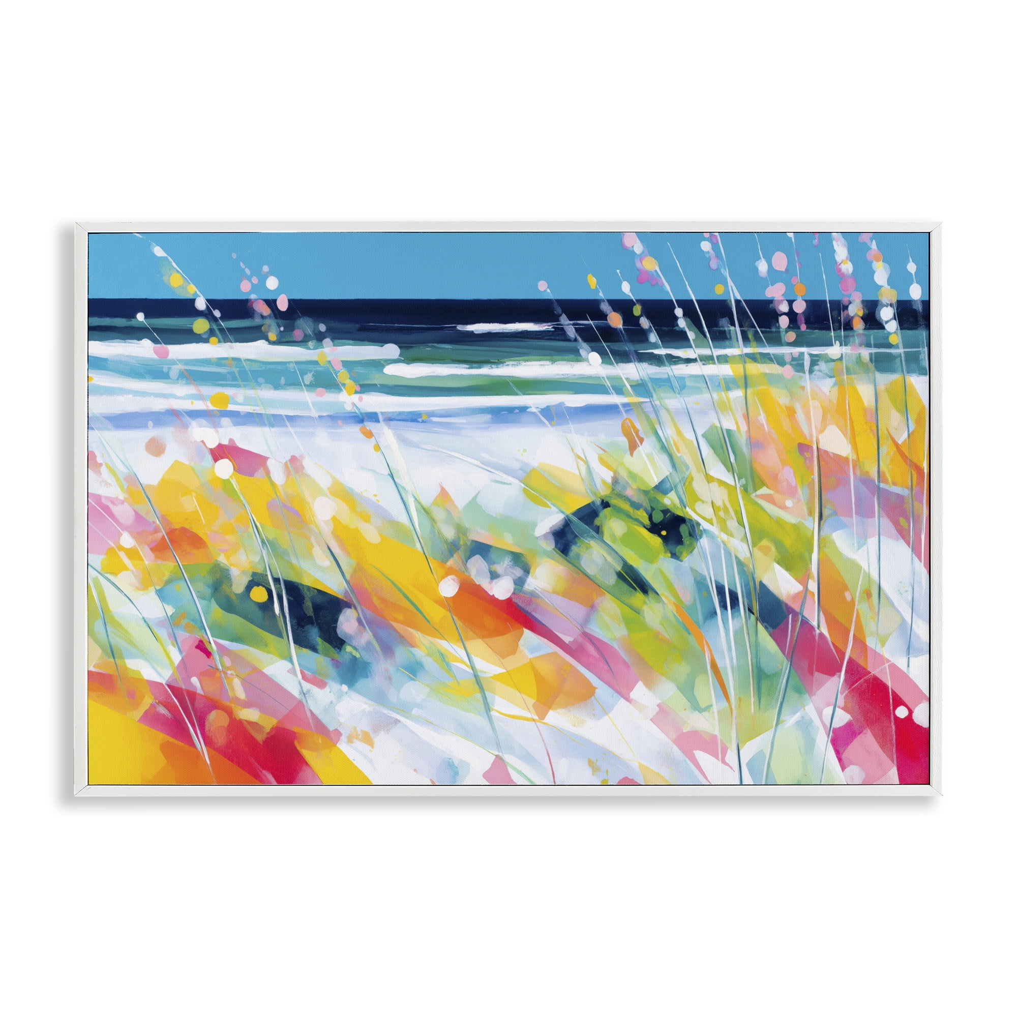 Stupell Industries Sea Oats & Ocean Breeze Abstract White Framed Giclee Art, design by Chromatic Storm Studio