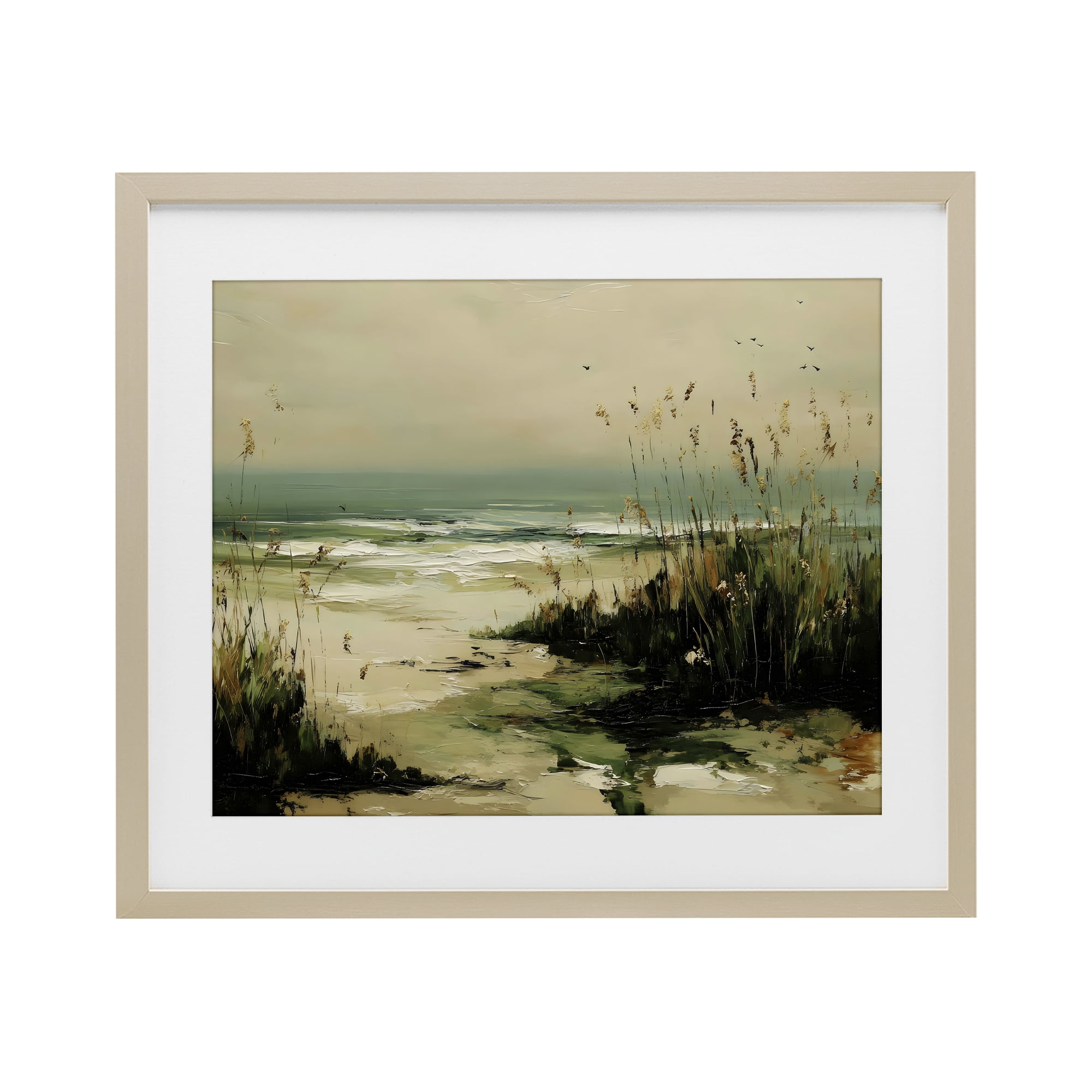 Stupell Industries Sea Oats on the Beach Birch Framed Print Under Glass, design by Franklyn Gregory