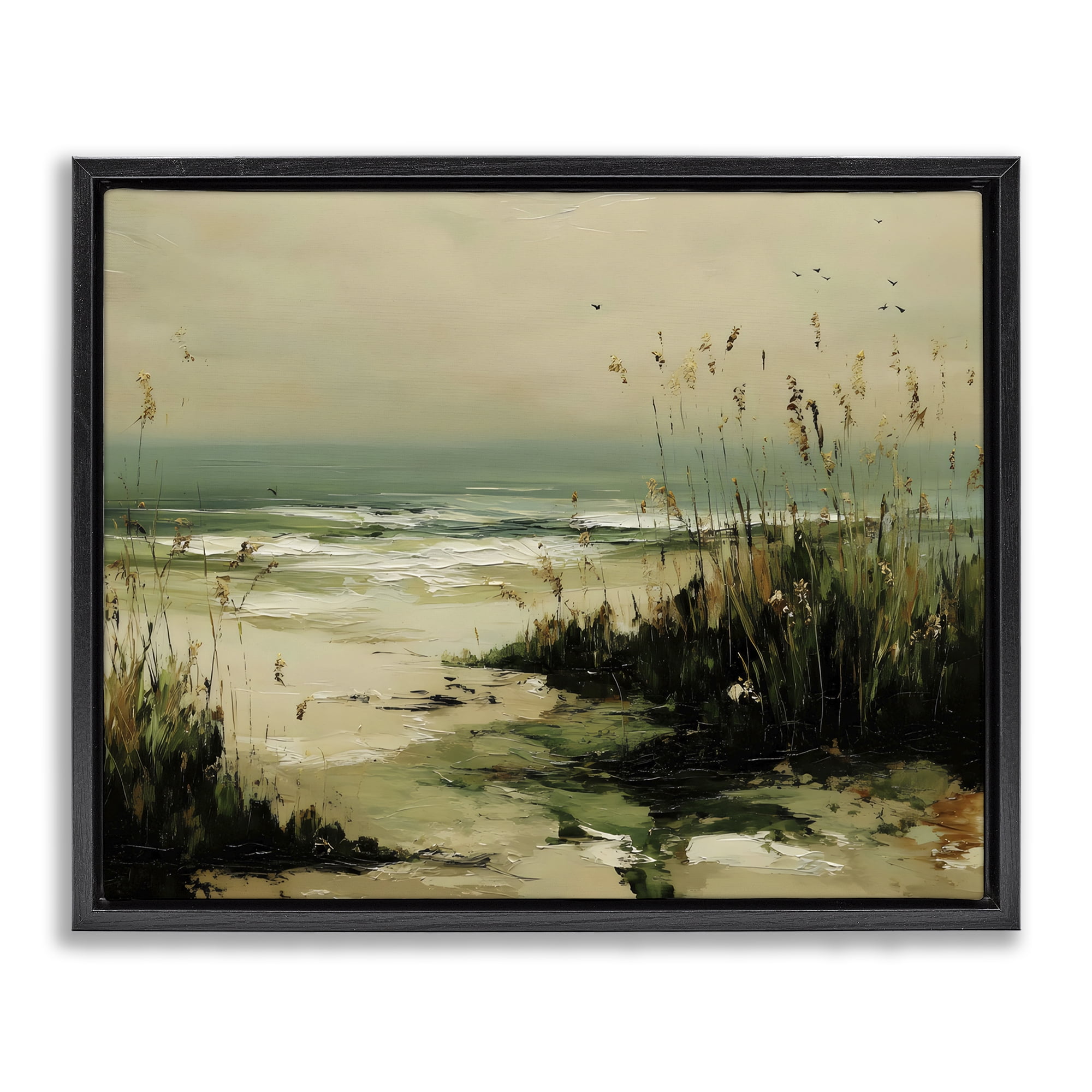 Stupell Industries Sea Oats on the Beach Black Framed Floater Canvas Wall Art, design by Franklyn Gregory