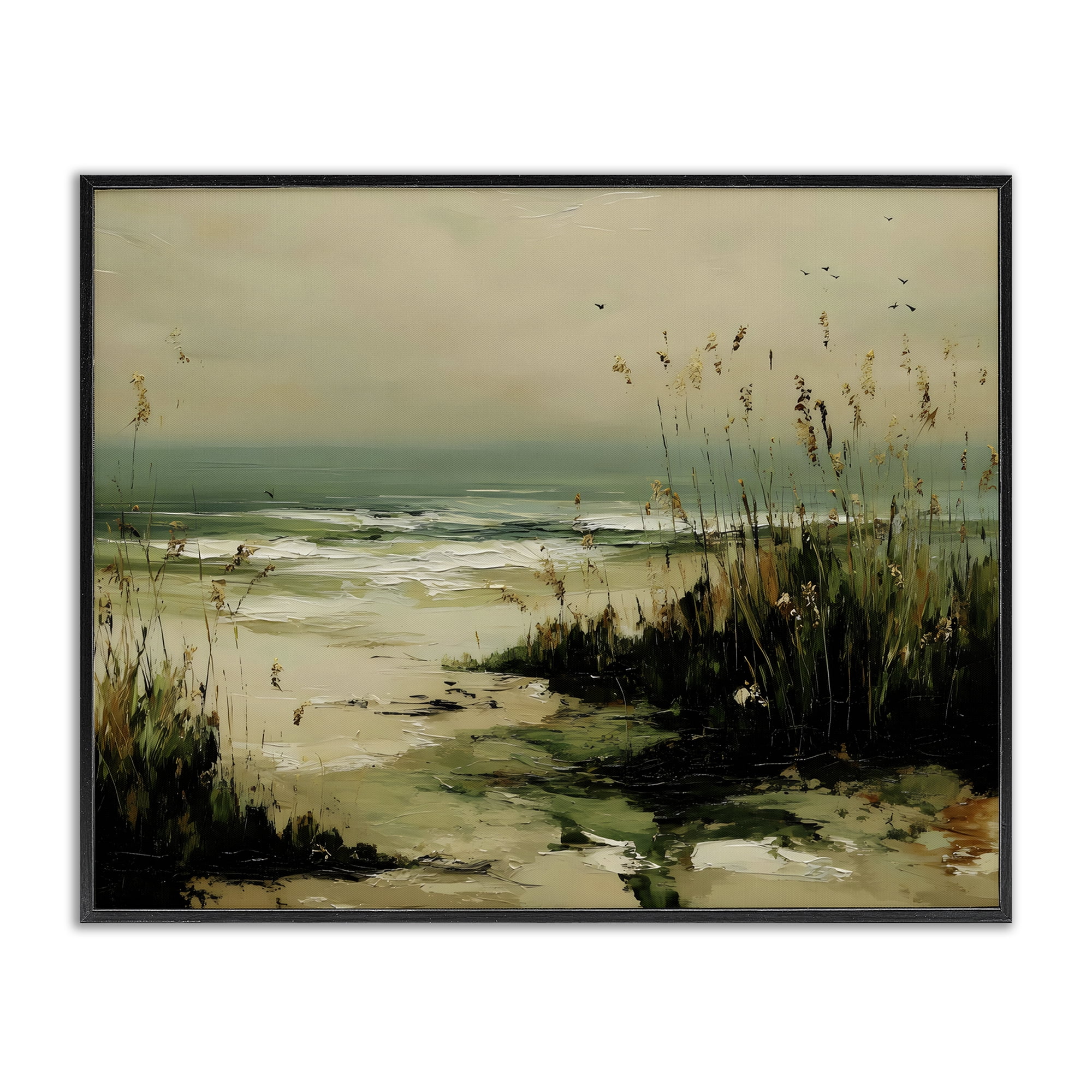 Stupell Industries Sea Oats on the Beach Black Framed Giclee Art, design by Franklyn Gregory