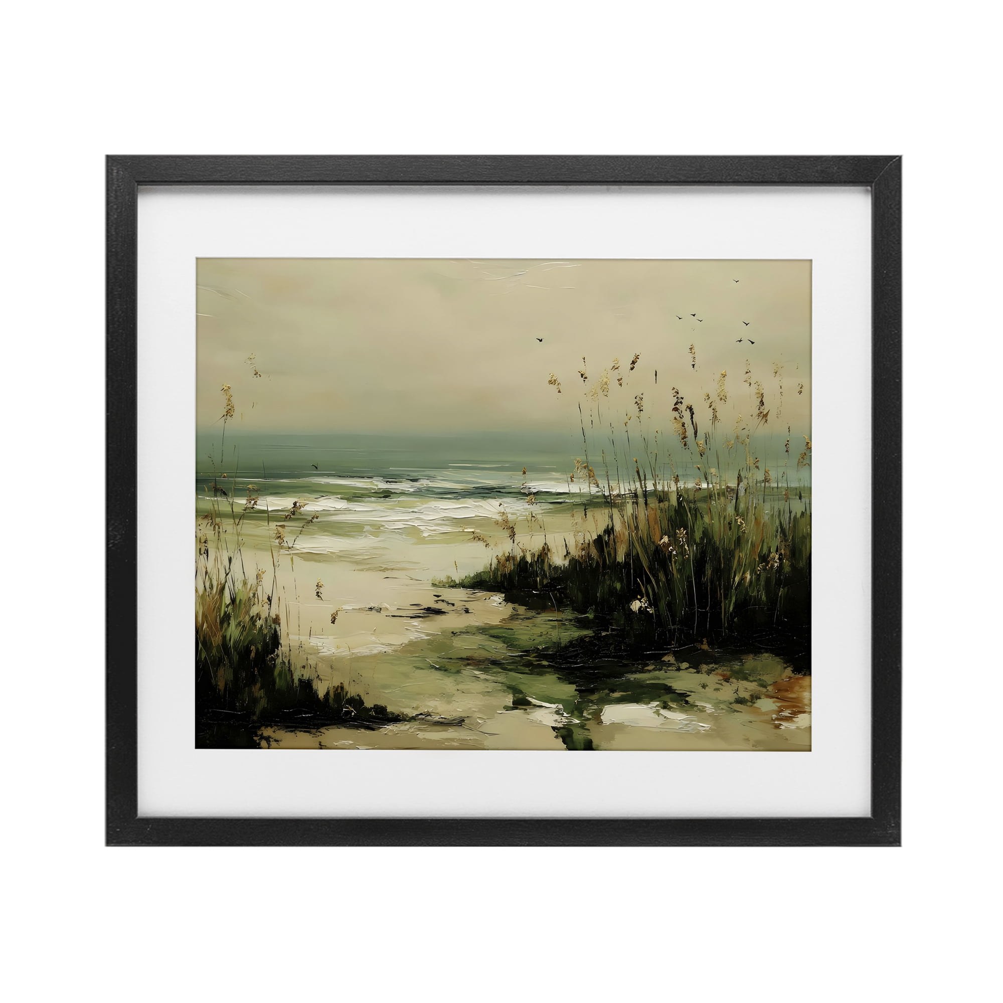 Stupell Industries Sea Oats on the Beach Black Framed Print Under Glass, design by Franklyn Gregory