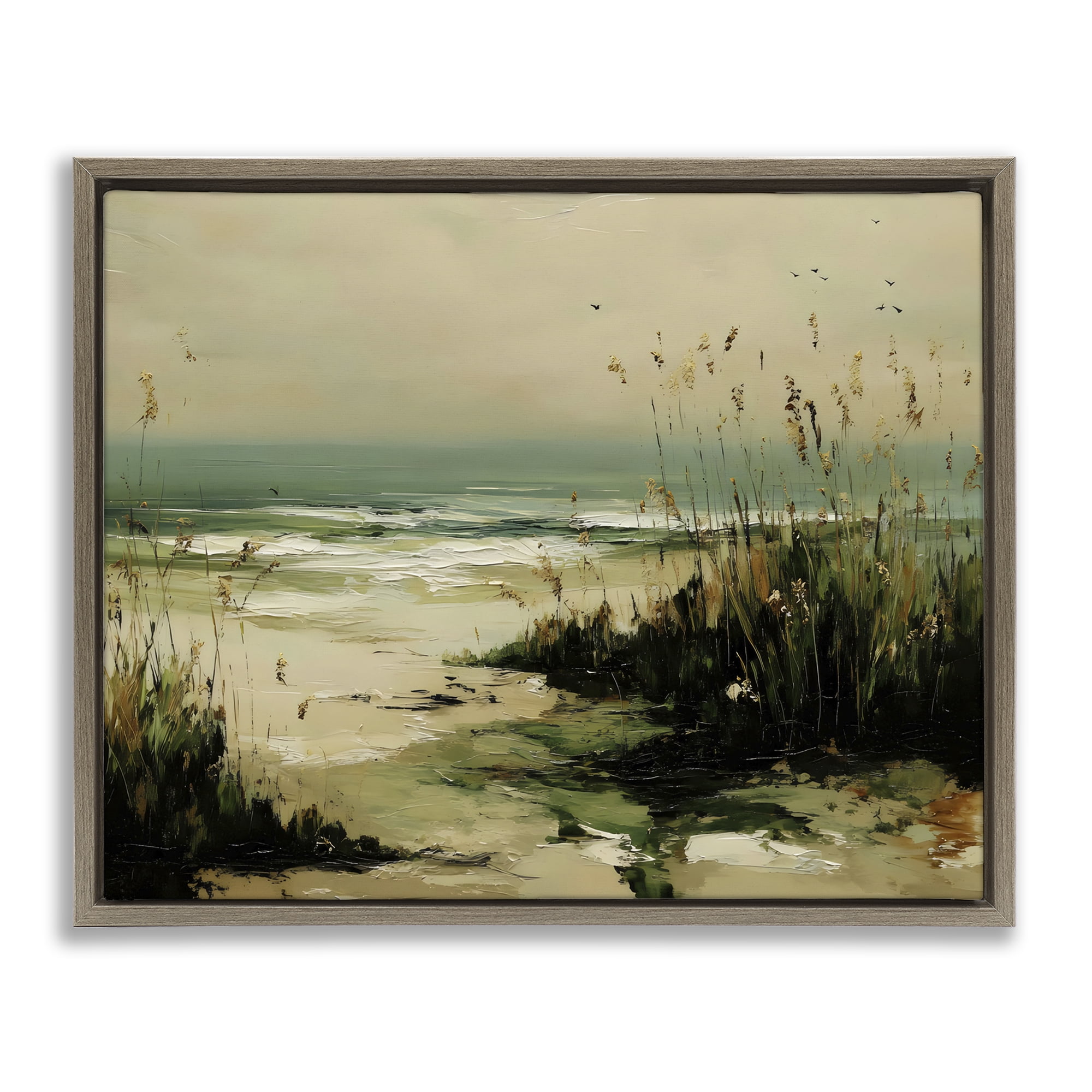 Stupell Industries Sea Oats on the Beach Brown Framed Floater Canvas Wall Art, design by Franklyn Gregory