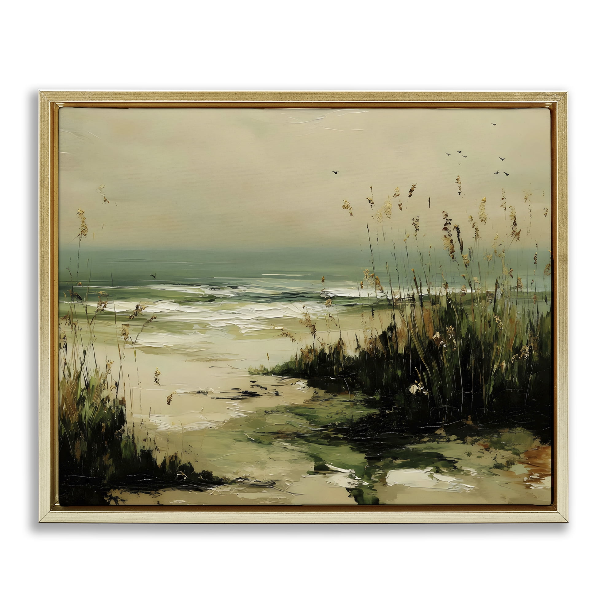Stupell Industries Sea Oats on the Beach Gold Framed Floater Canvas Wall Art, design by Franklyn Gregory