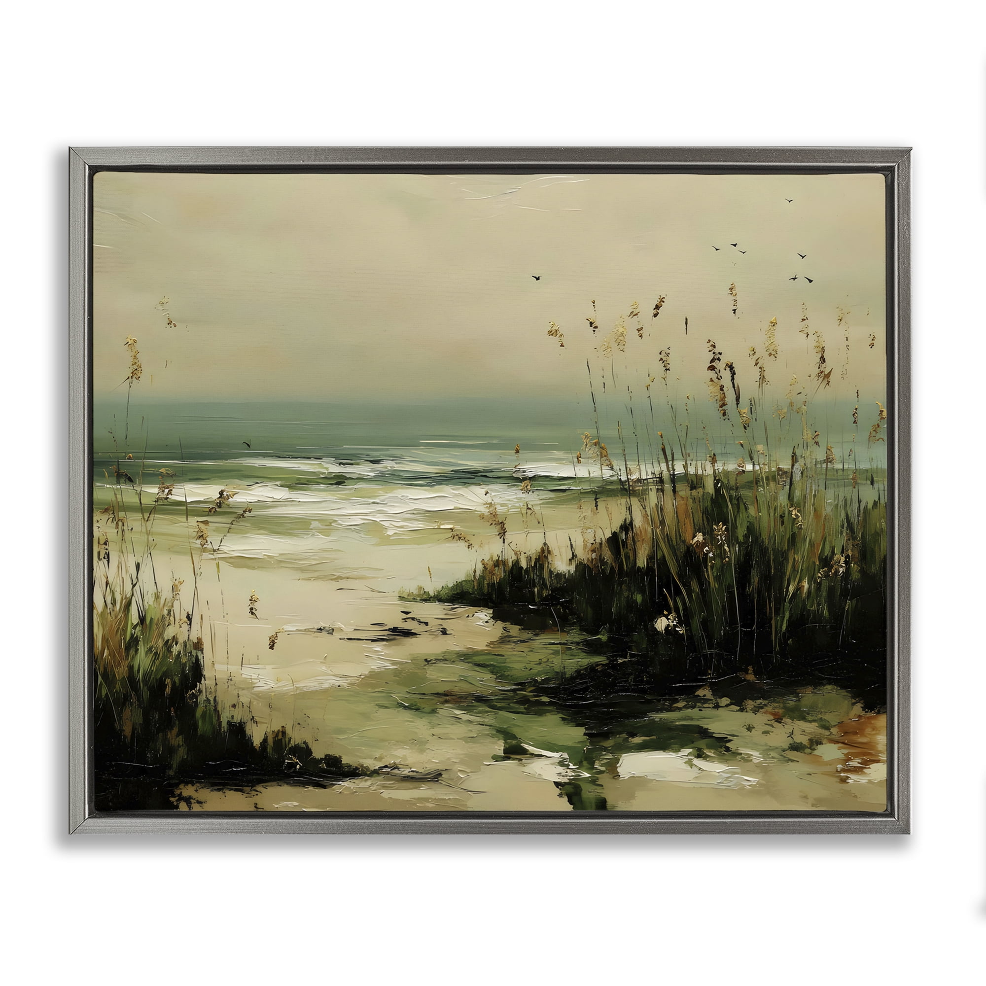 Stupell Industries Sea Oats on the Beach Gray Framed Floater Canvas Wall Art, design by Franklyn Gregory