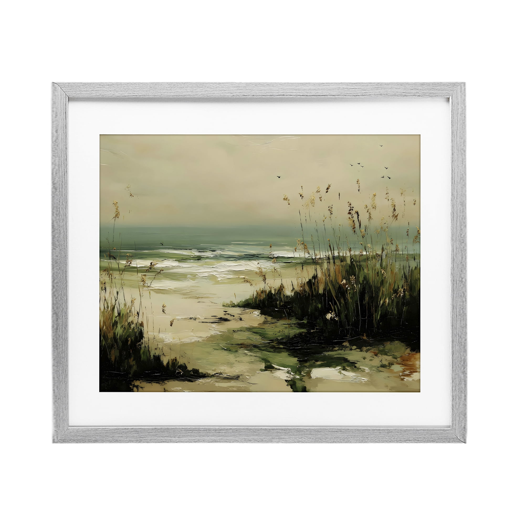Stupell Industries Sea Oats on the Beach Gray Framed Print Under Glass, design by Franklyn Gregory