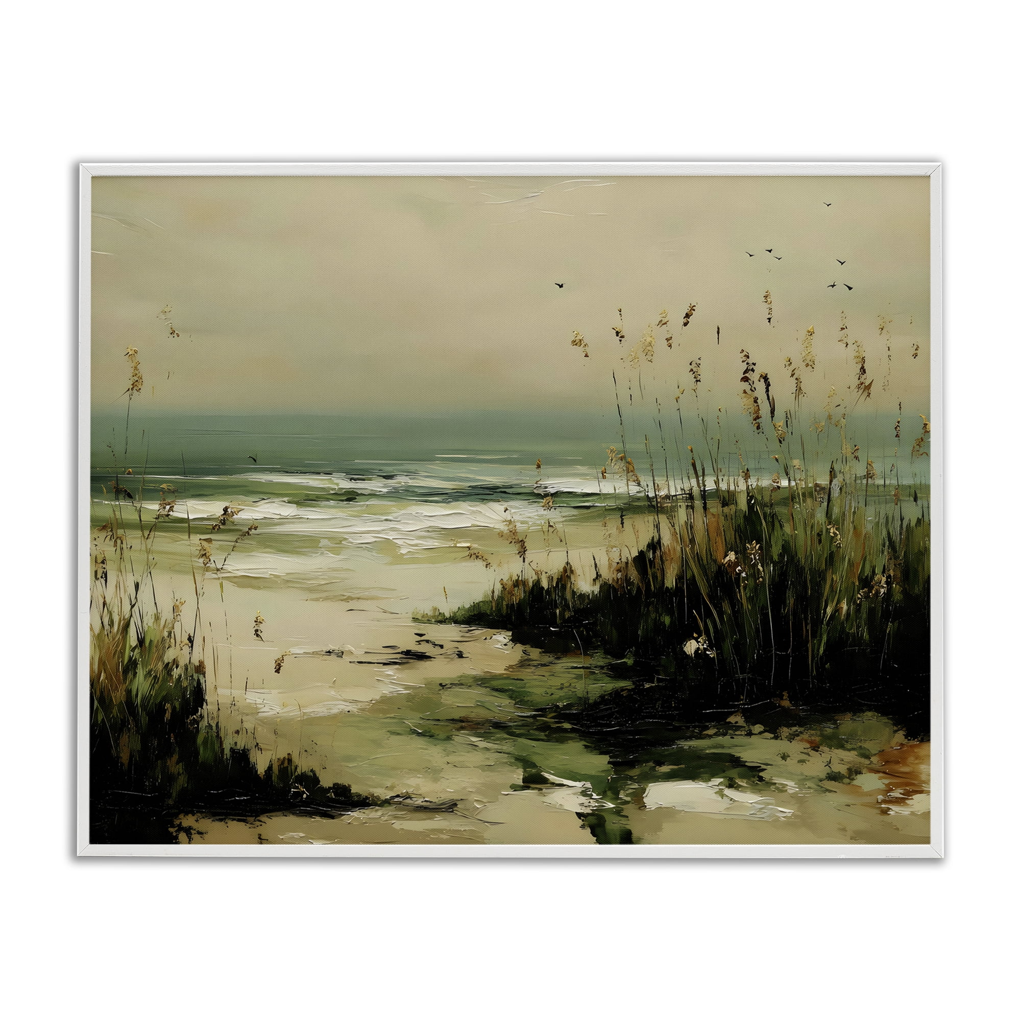 Stupell Industries Sea Oats on the Beach White Framed Giclee Art, design by Franklyn Gregory