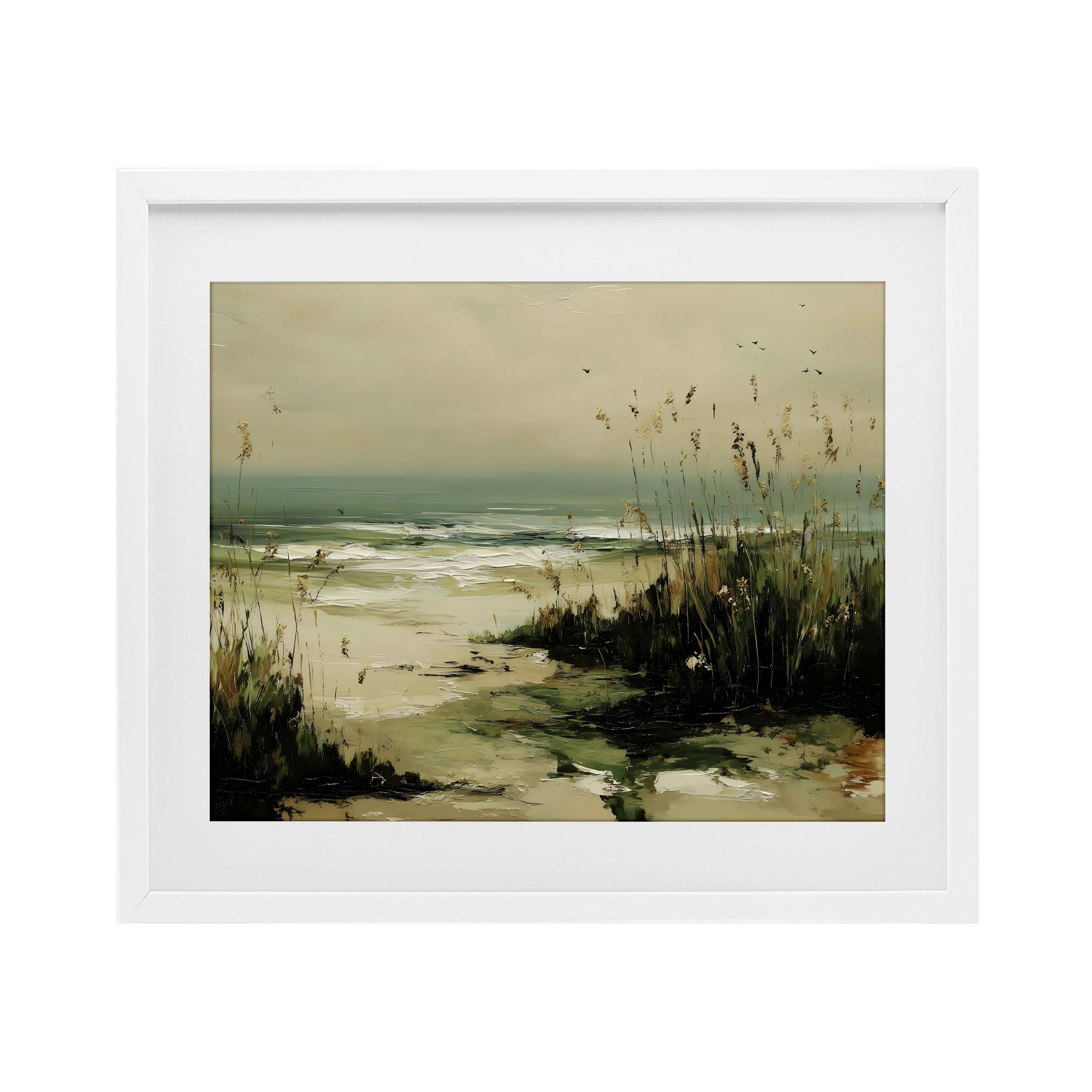 Stupell Industries Sea Oats on the Beach White Framed Print Under Glass, design by Franklyn Gregory