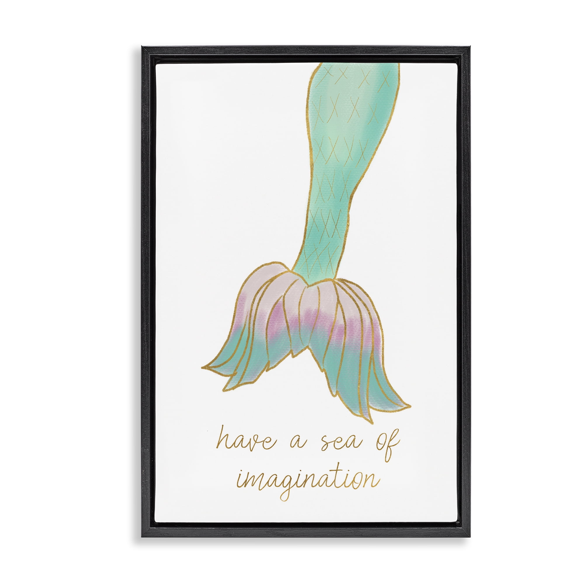 Stupell Industries Sea Of Imagination Fairy Tales & Fantasy Painting Black Floater Framed Art Print Wall Art, 17 x 25
