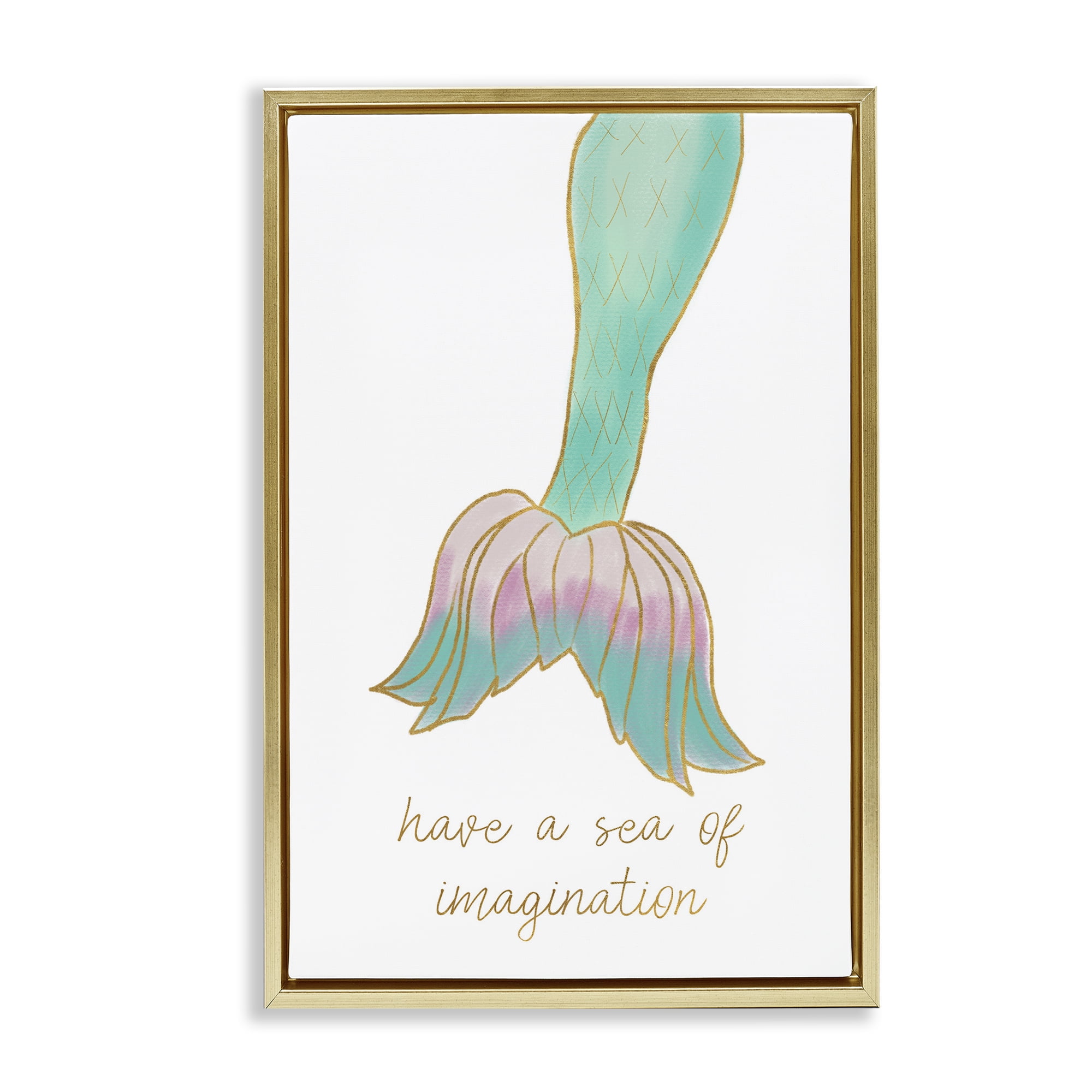 Stupell Industries Sea Of Imagination Fairy Tales & Fantasy Painting Gold Floater Framed Art Print Wall Art, 21 x 31