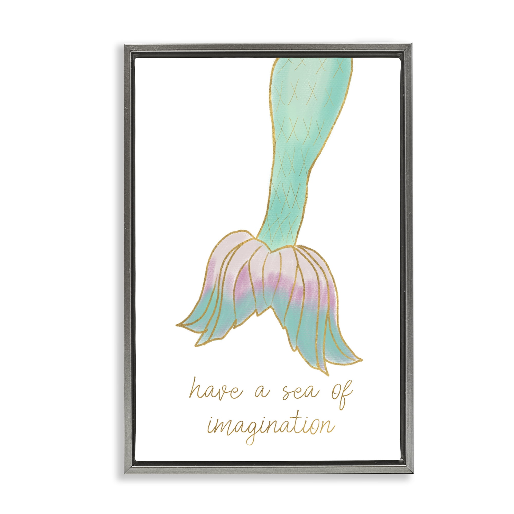 Stupell Industries Sea Of Imagination Fairy Tales & Fantasy Painting Gray Floater Framed Art Print Wall Art, 17 x 25