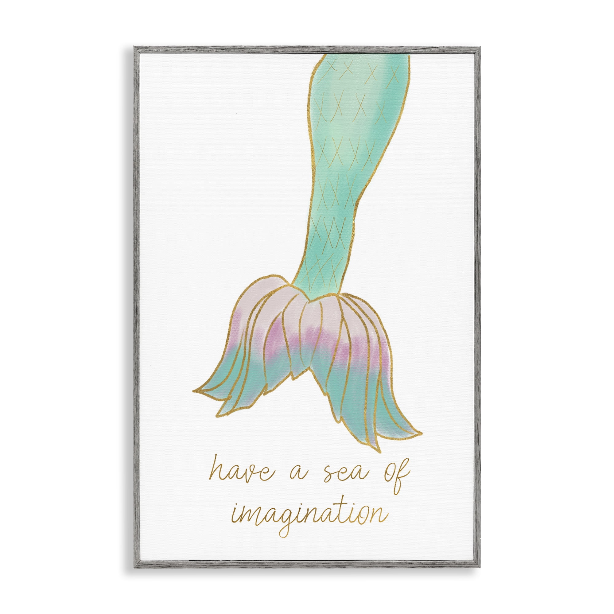 Stupell Industries Sea Of Imagination Fairy Tales & Fantasy Painting Gray Framed Art Print Wall Art, 20 x 30
